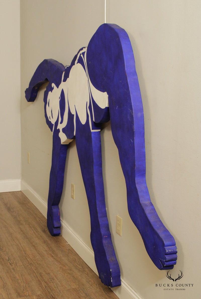 Frank Herz 1970s Blue Nude Dancer Sculptural Painting