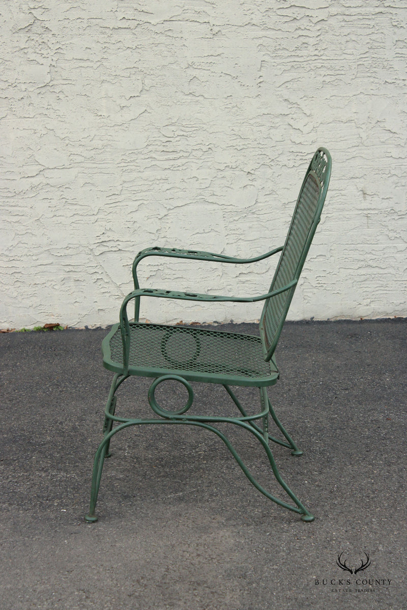 Vintage Wrought Iron Set Four Outdoor Patio Spring Chairs