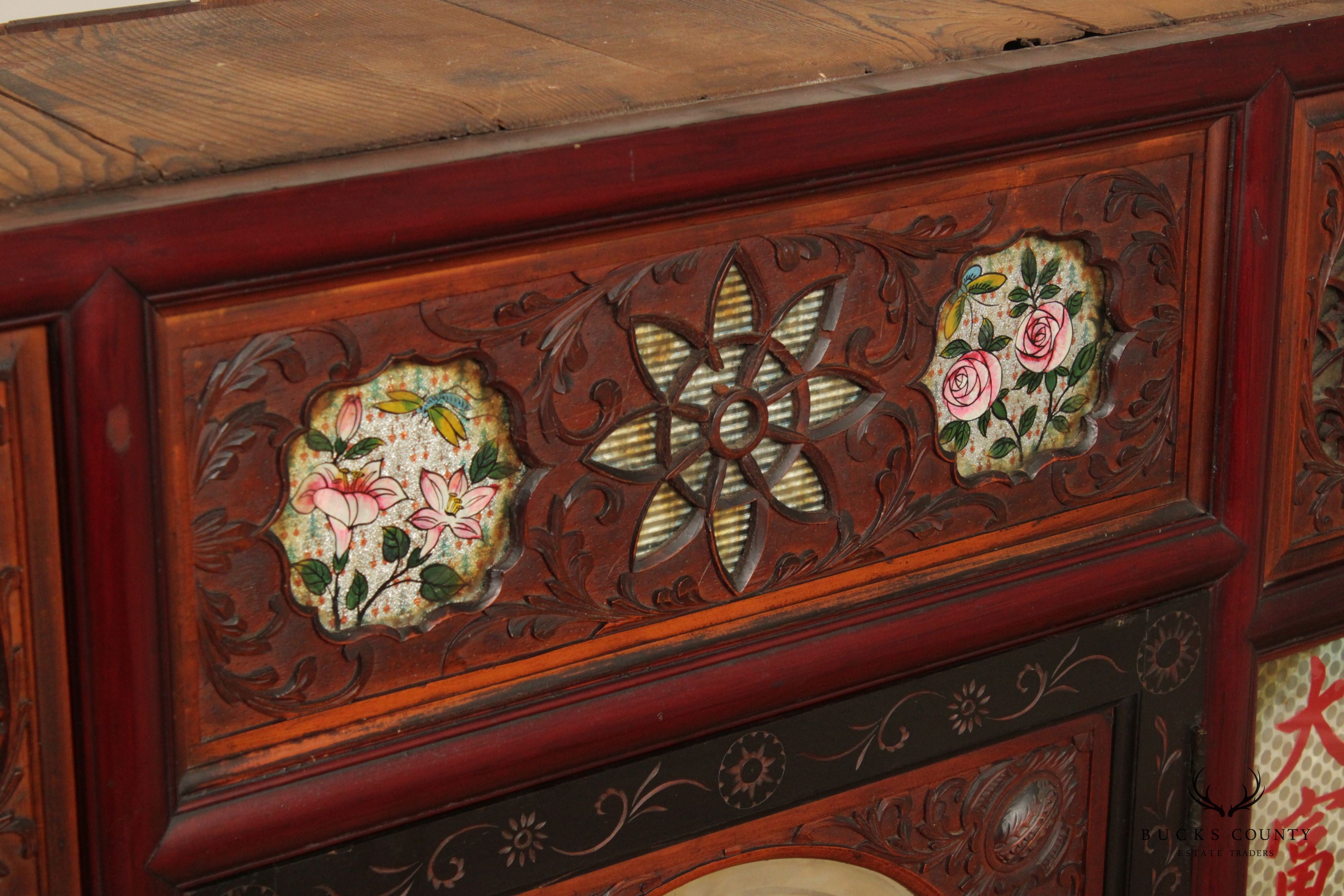 Antique Chinese Carved and Decorated Credenza