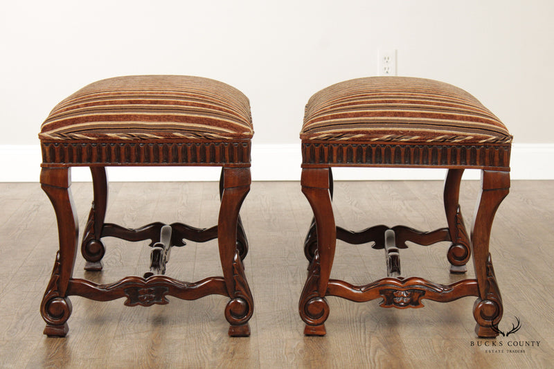Andre Originals French XIV Style Pair of Carved Benches
