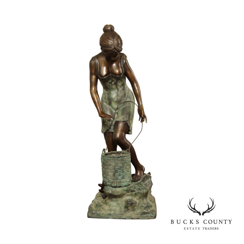 Vintage Figural Bronze Outdoor Garden Fountain Sculpture