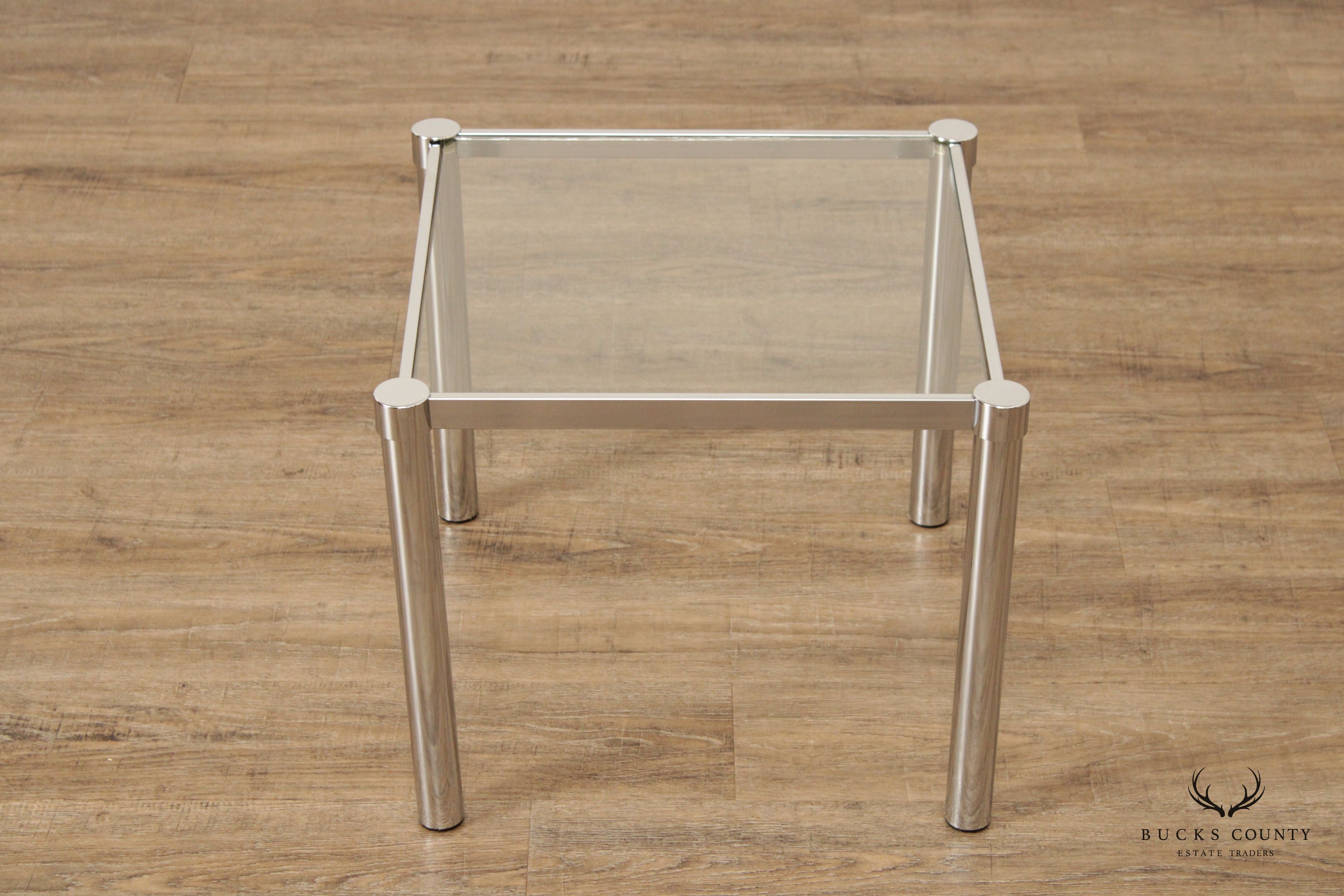 Post Modern Chrome and Glass Side Table