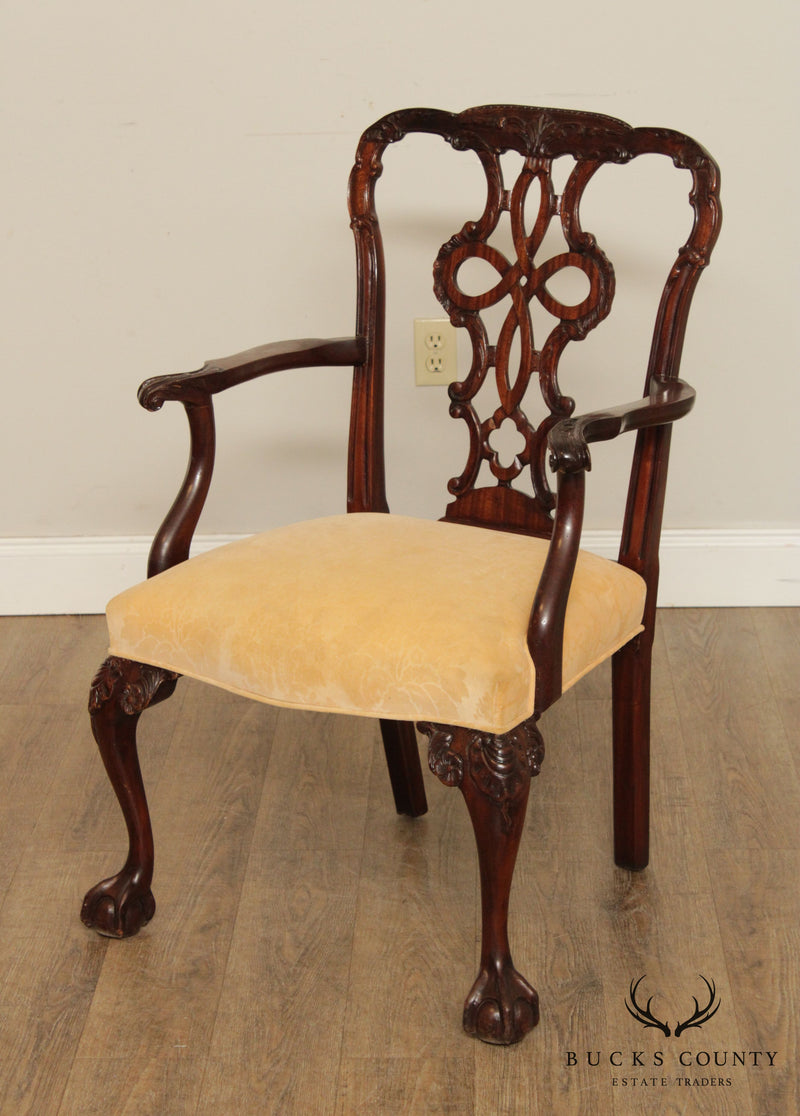 Custom Quality Georgian Style Carved Mahogany Arm Chair