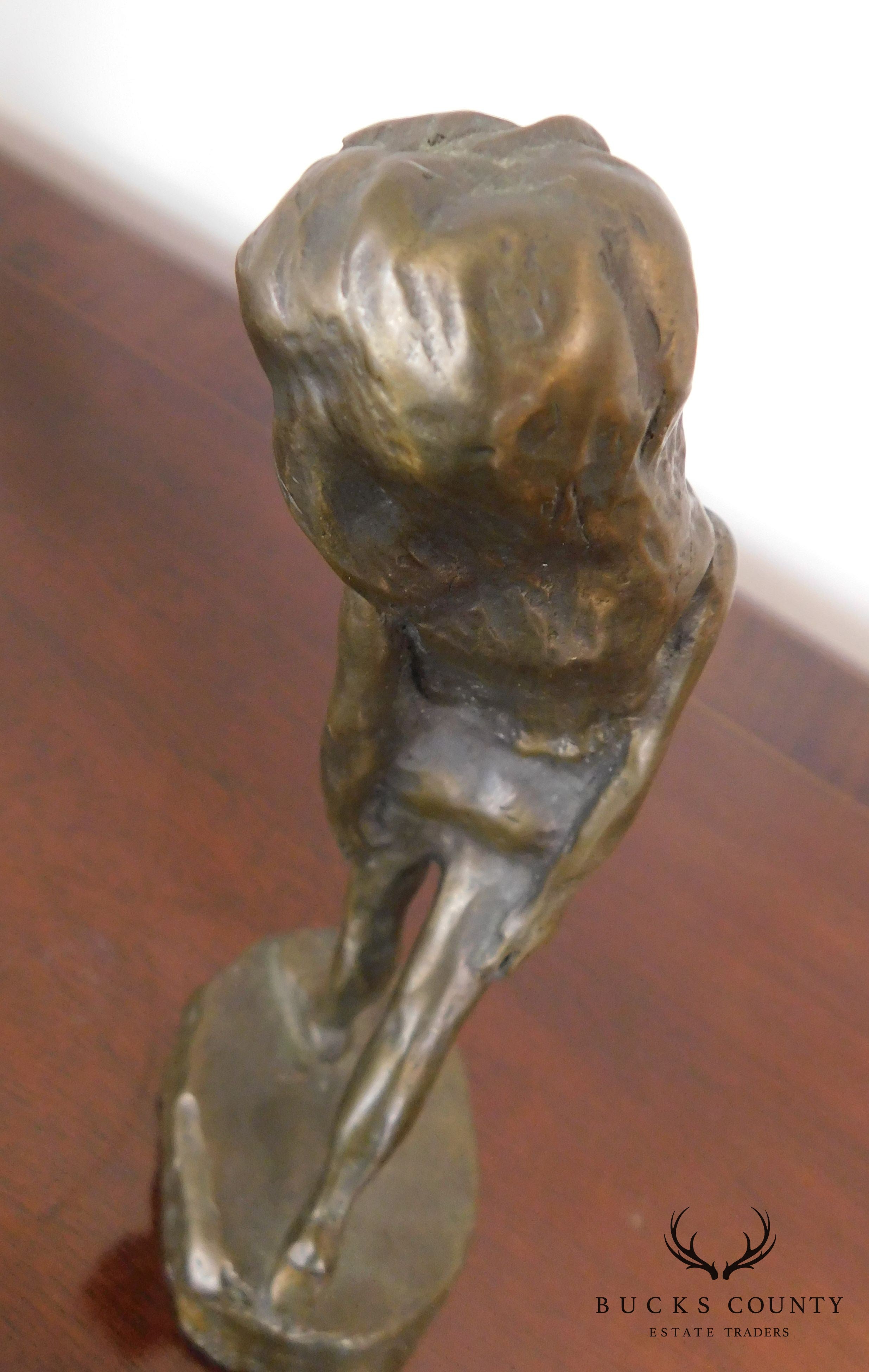 Mark Hopekins Signed "Kids Play" Pair Patinated Bronze Figurines