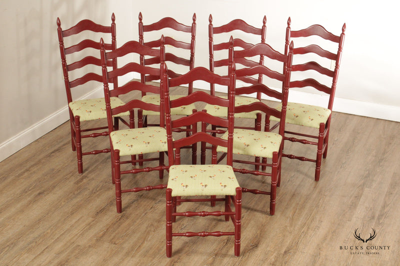 Country Farmhouse Style Set of Seven Painted Ladderback Dining Chairs