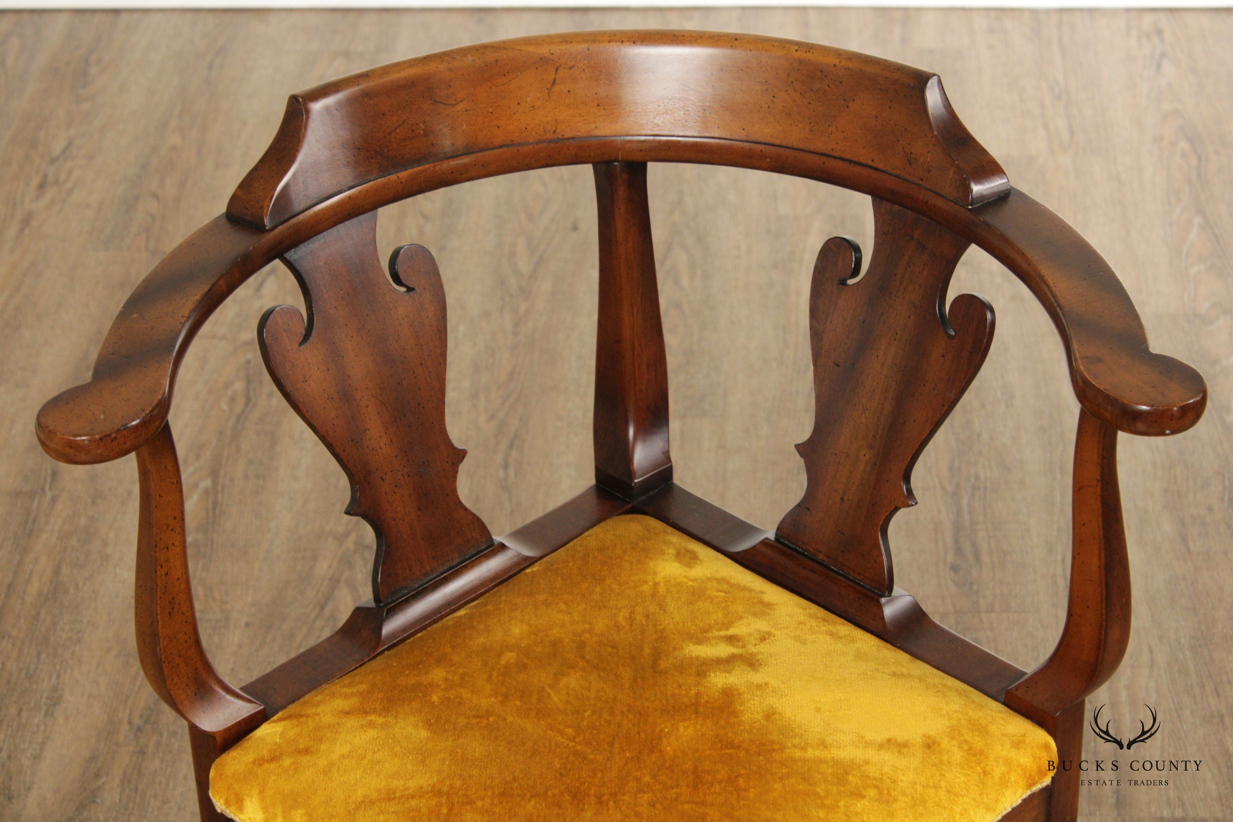 Globe Furniture Co. Queen Anne Style Carved Mahogany Corner Chair