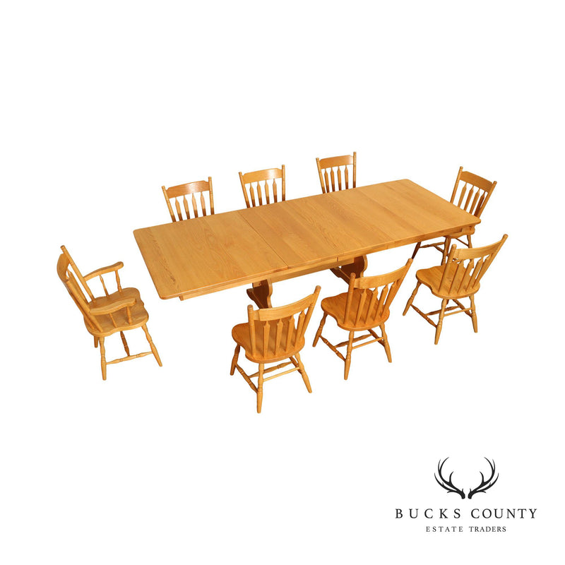 Custom Crafted Amish Made Dining Table And Eight Chairs Oak Dining Set