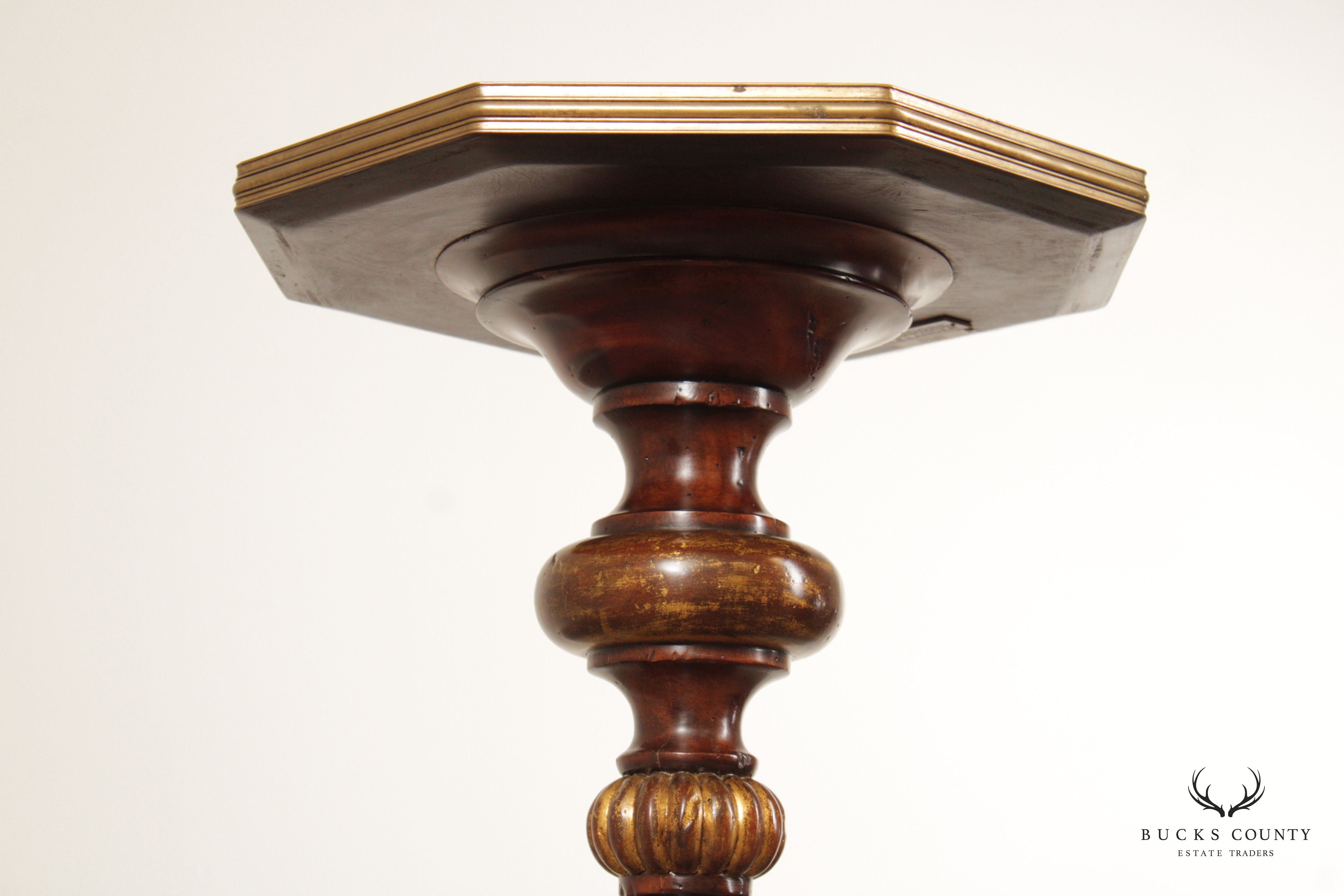 Theodore Alexander Parcel Gilt Marble Top Pedestal