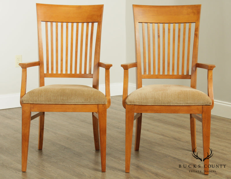 Ethan Allen "New Impressions" Maple Pair Slat Back Armchairs