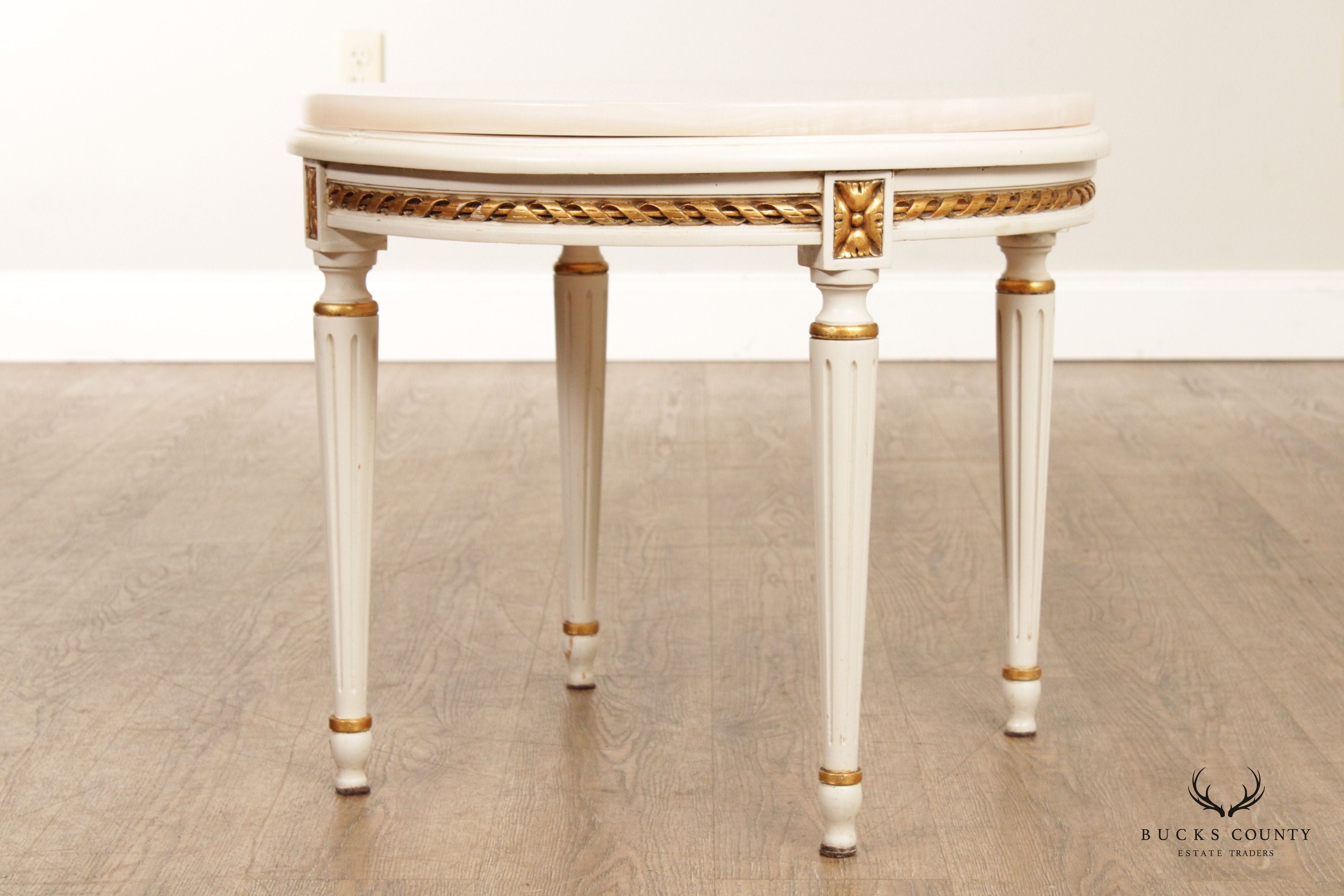 Italian Louis XVI Style Onyx Top Side Table