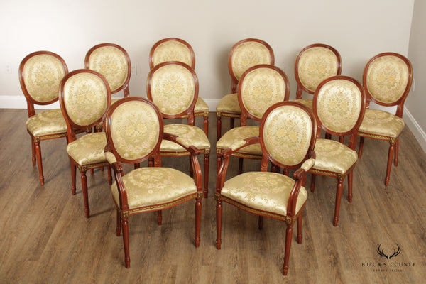 French Louis XVI Style Set of Twelve Mahogany Dining Chairs