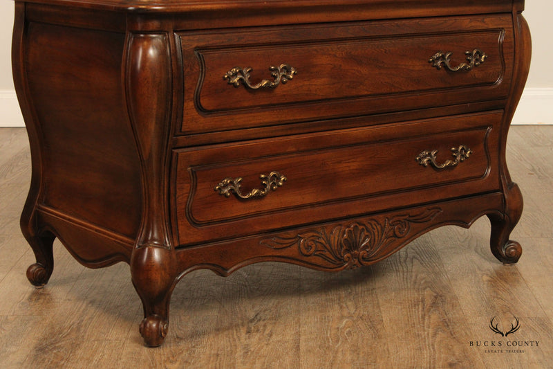 Hickory Manufacturing Co. French Provincial Style Pair of Walnut Armoires