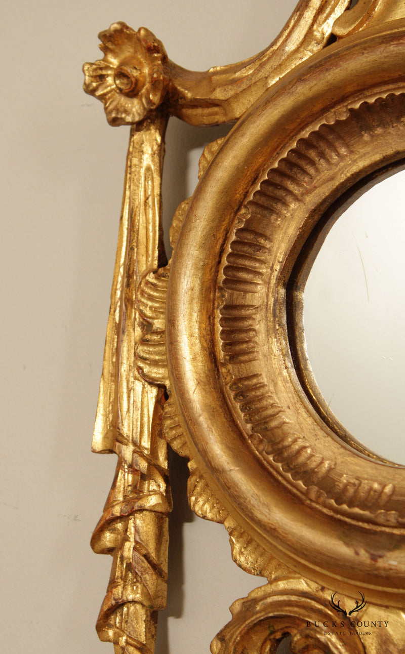 Vintage Italian Giltwood Rococo Carved Wall Mirror