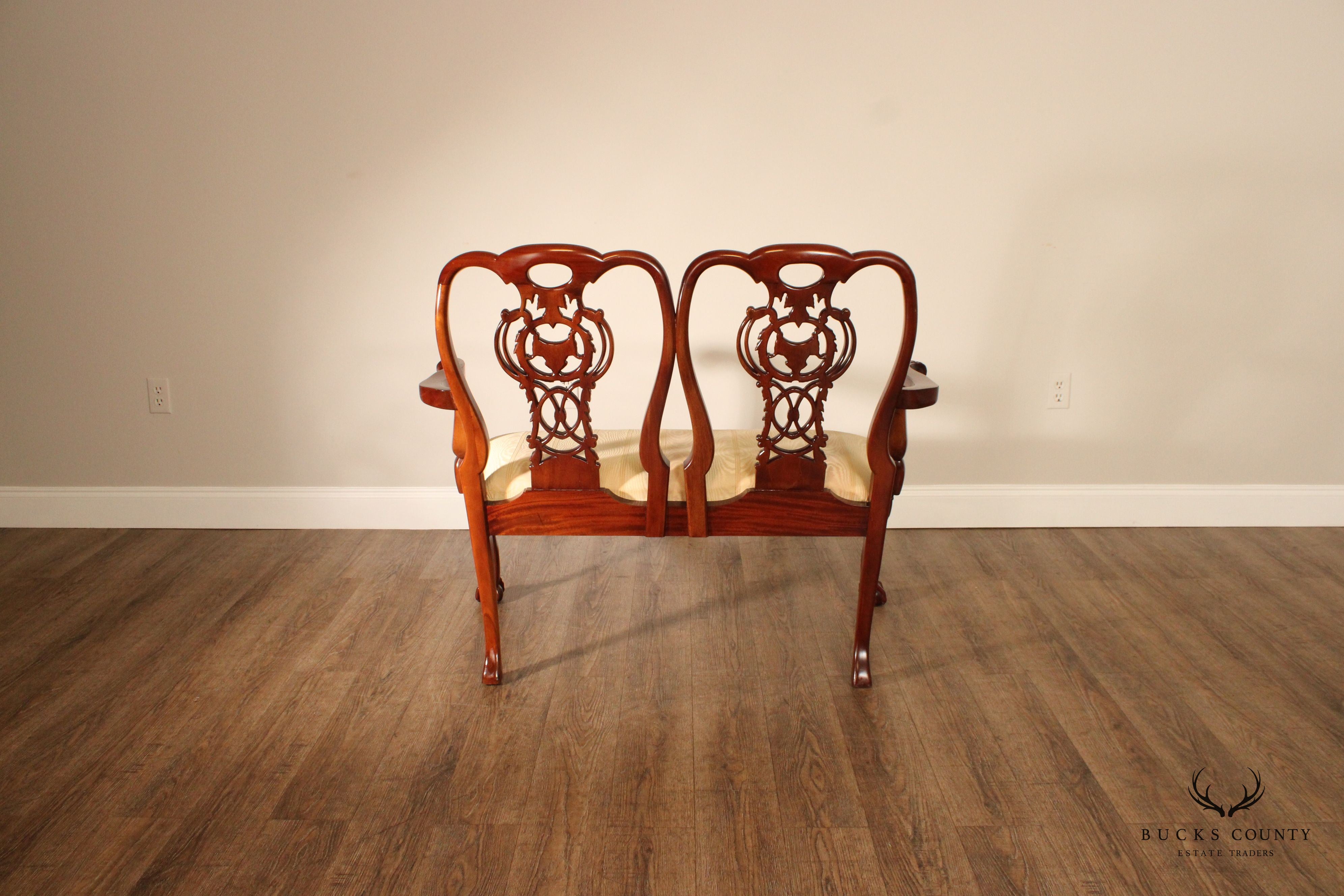 Chippendale Style Carved Mahogany Settee