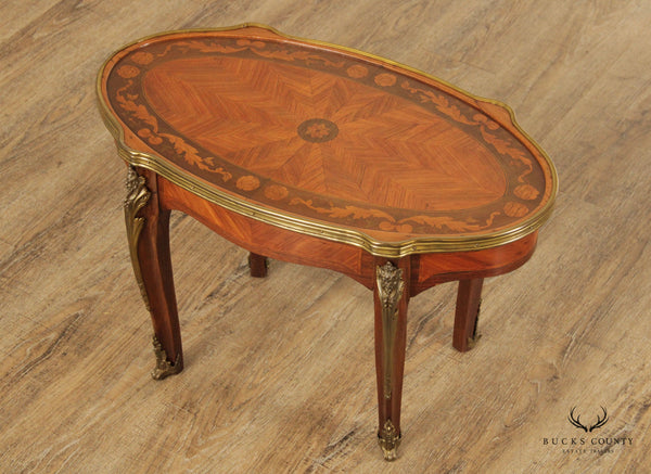 French Louis XV Marquetry Inlaid Cocktail Table