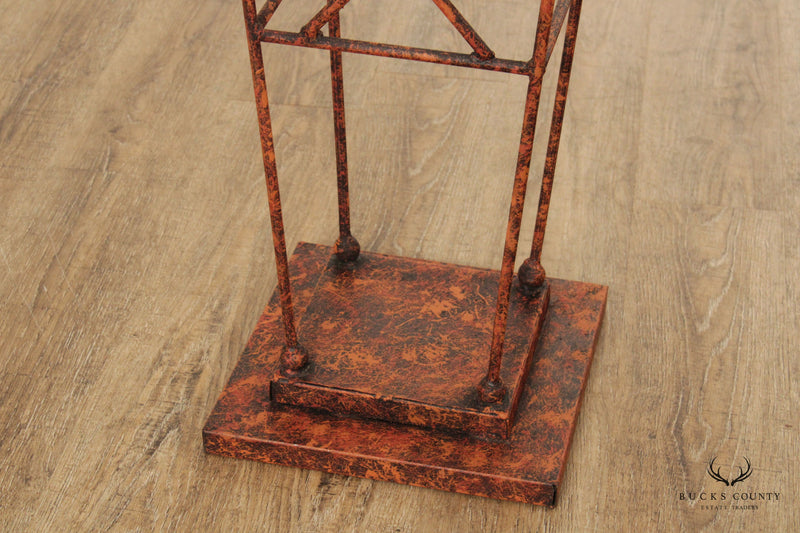 Contemporary Art Deco Style Iron Marble Top Pedestal Plant Stand