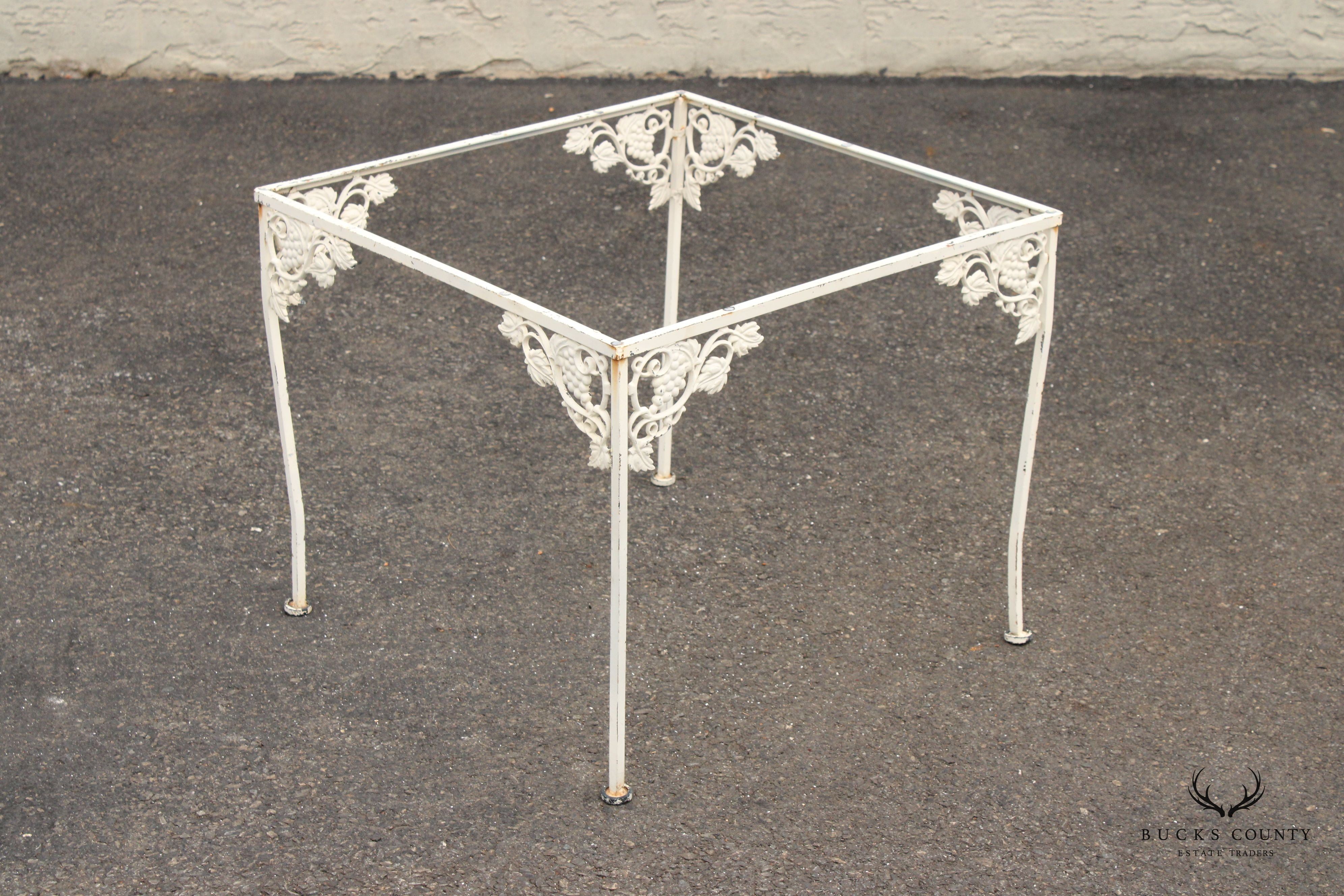 Vintage Wrought Iron Grape Pattern Garden Patio Side Table