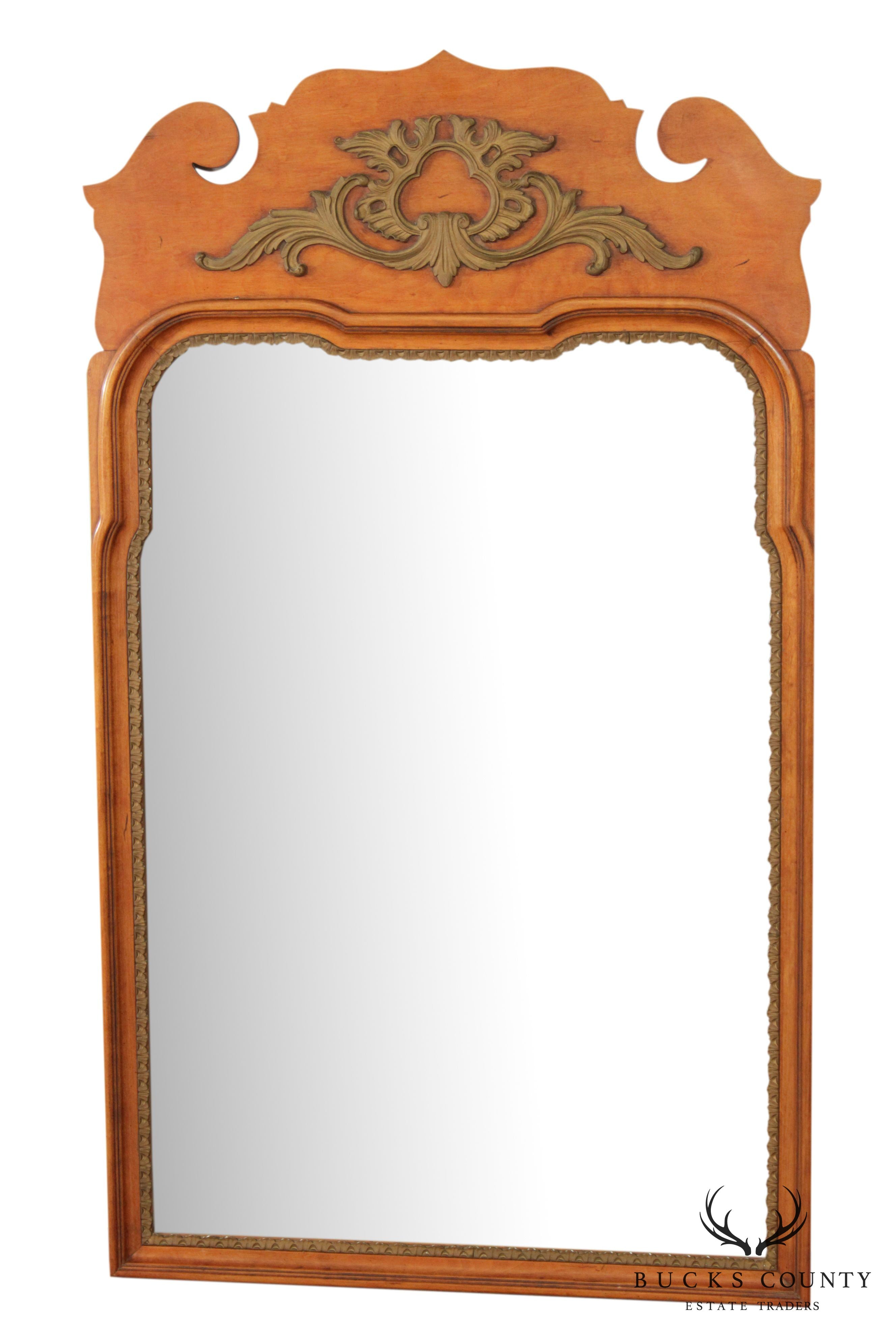 Davis Cabinet Co. Vintage Maple Frame Chippendale Style Wall Mirror