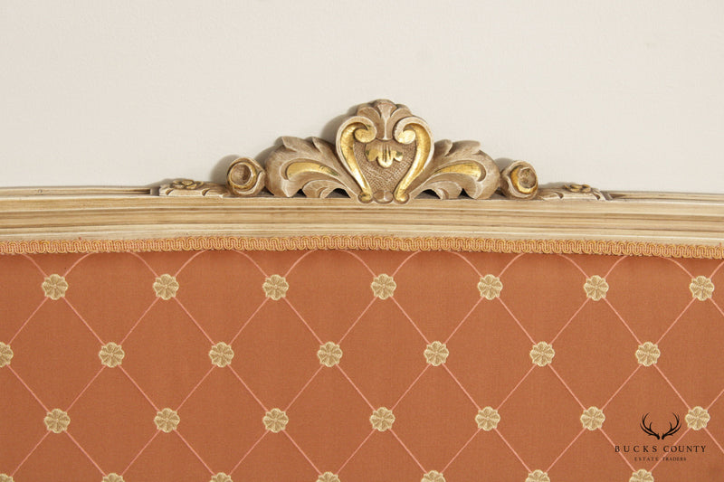 French Louis XVI Style Painted And Upholstered Full or Queen Headboard