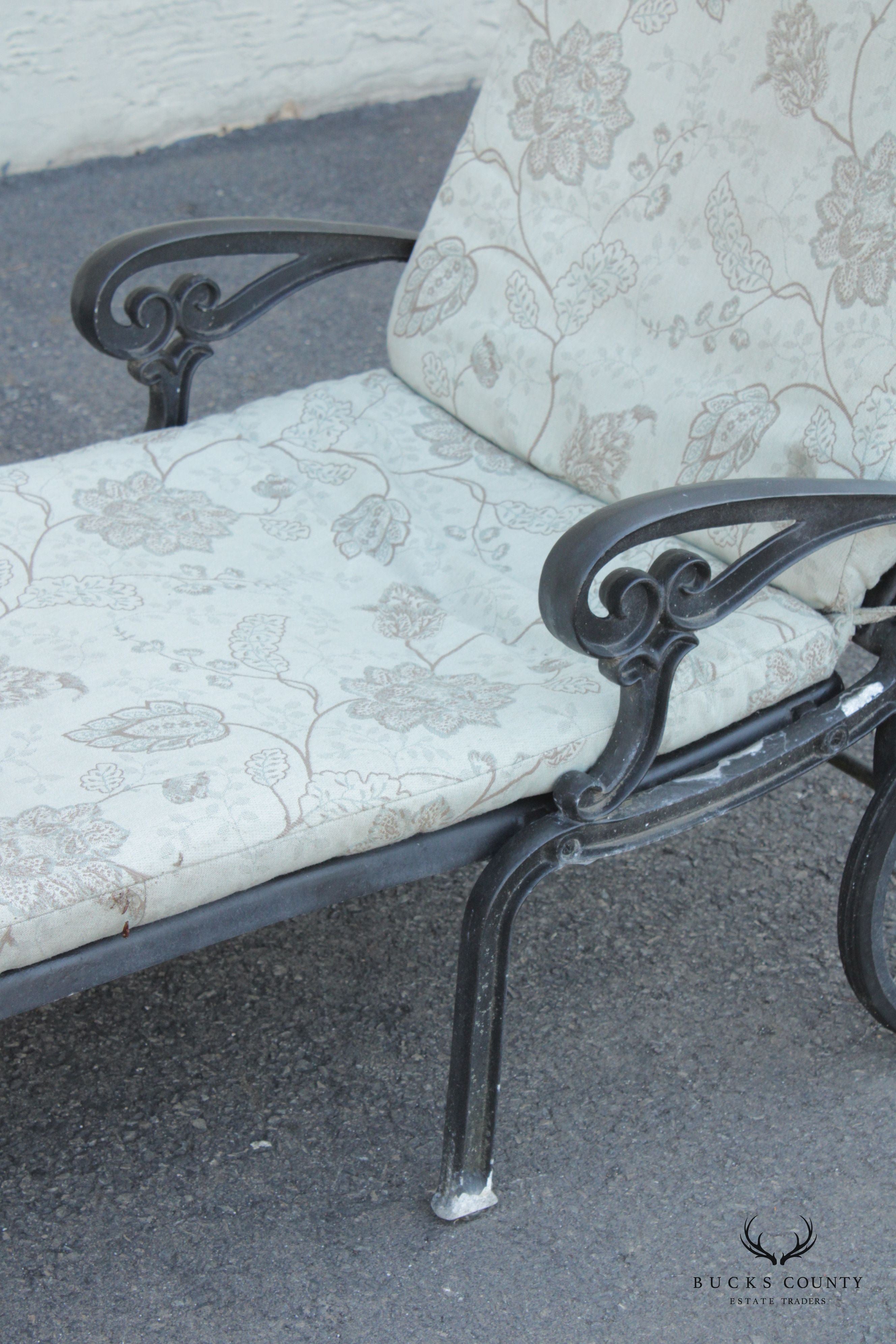 Cast Aluminum Outdoor Patio Pair of Chaise Lounges