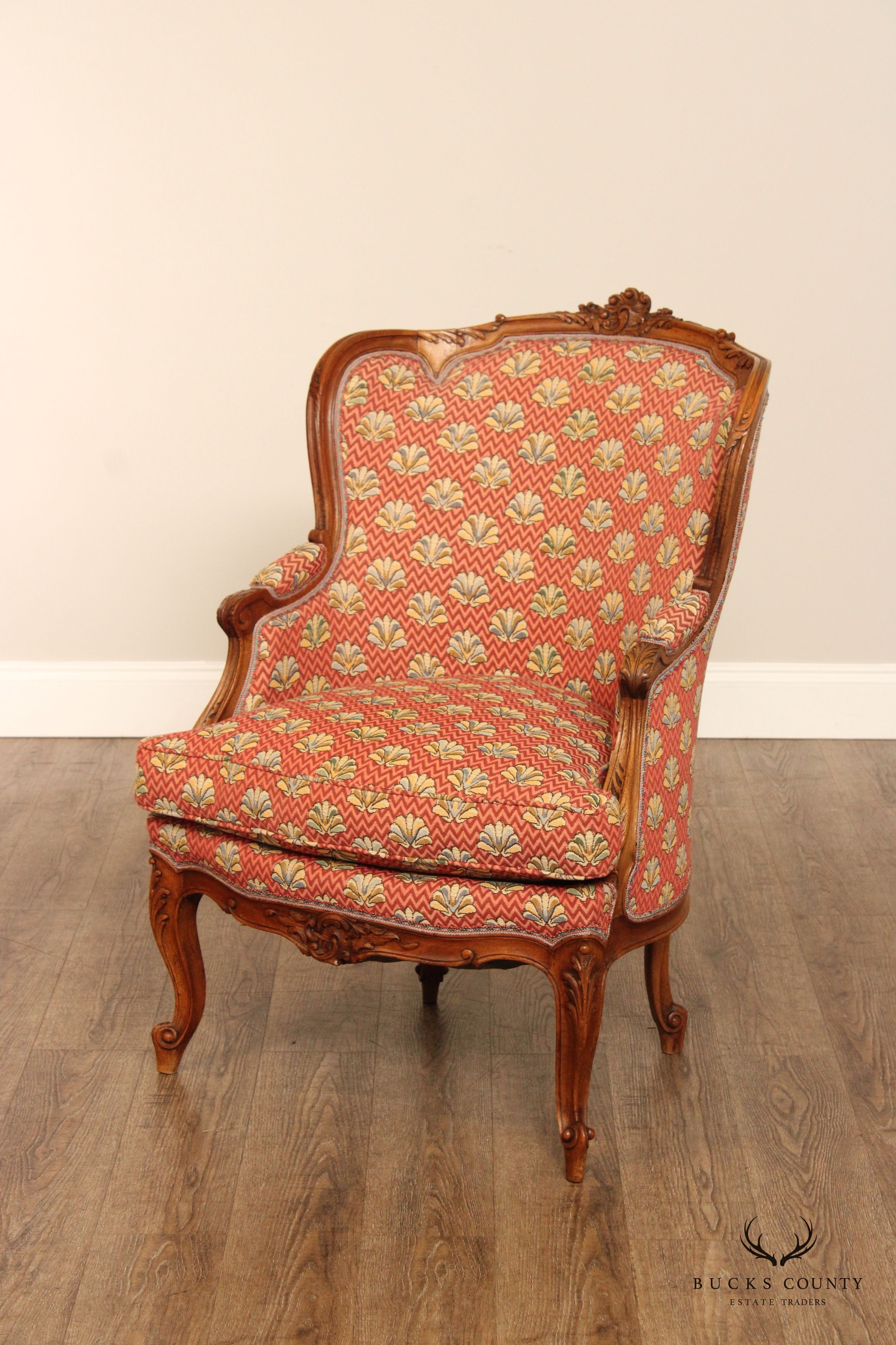 Antique French Louis XV Style Walnut Bergere Armchairs