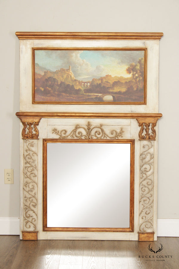 Italian Neoclassical Style Partial Gilt Large Trumeau Mirror