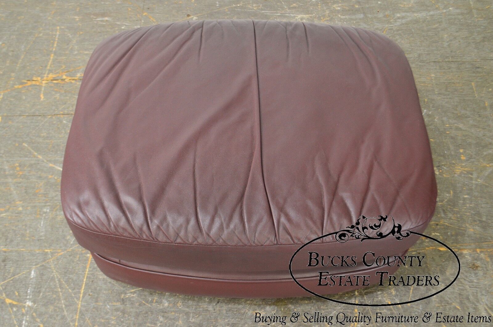 Classic Leather Bun Foot Russet Brown Leather Ottoman