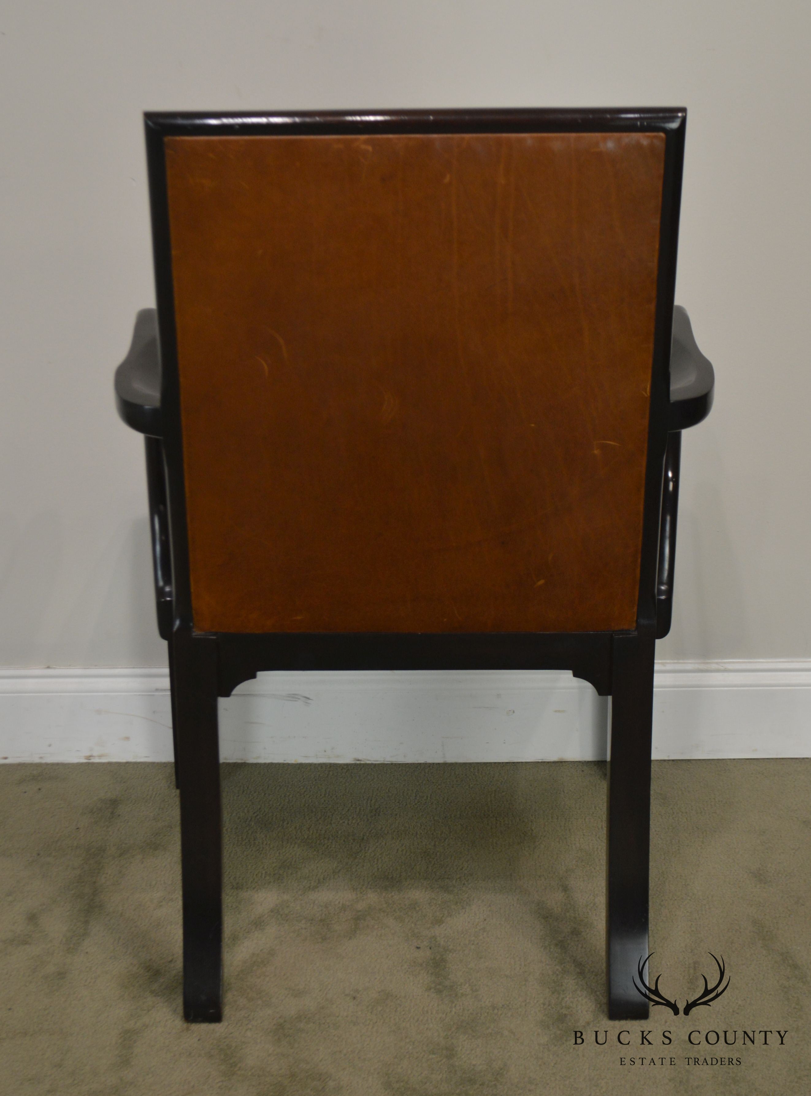 George II Style Quality Brown Leather Armchair