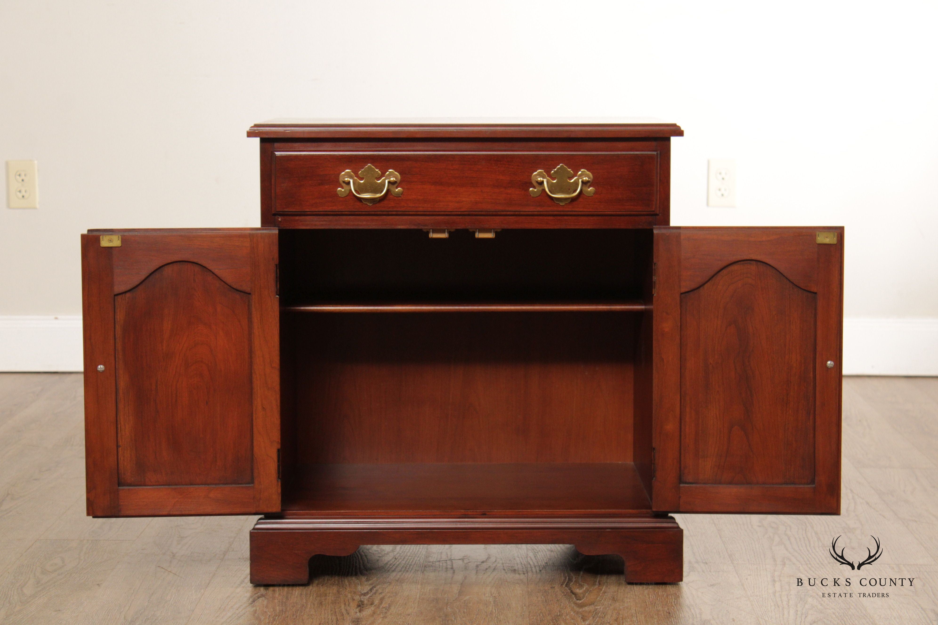 Henkel Harris Chippendale Style Pair of Cherry Nightstands