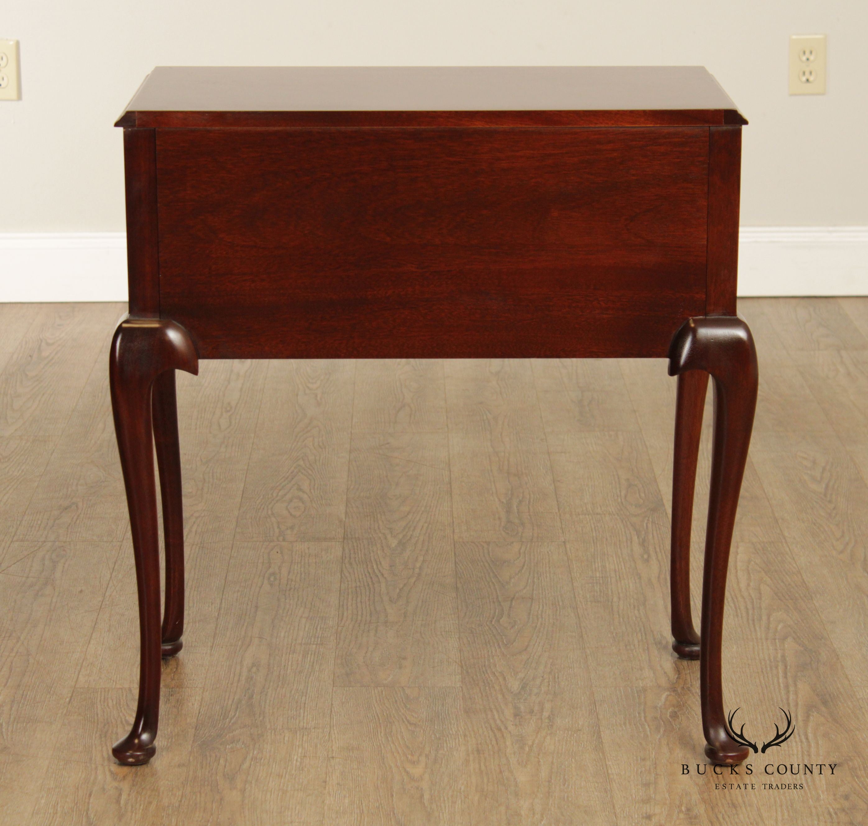 Queen Anne Style Mahogany Three-Drawer Lowboy