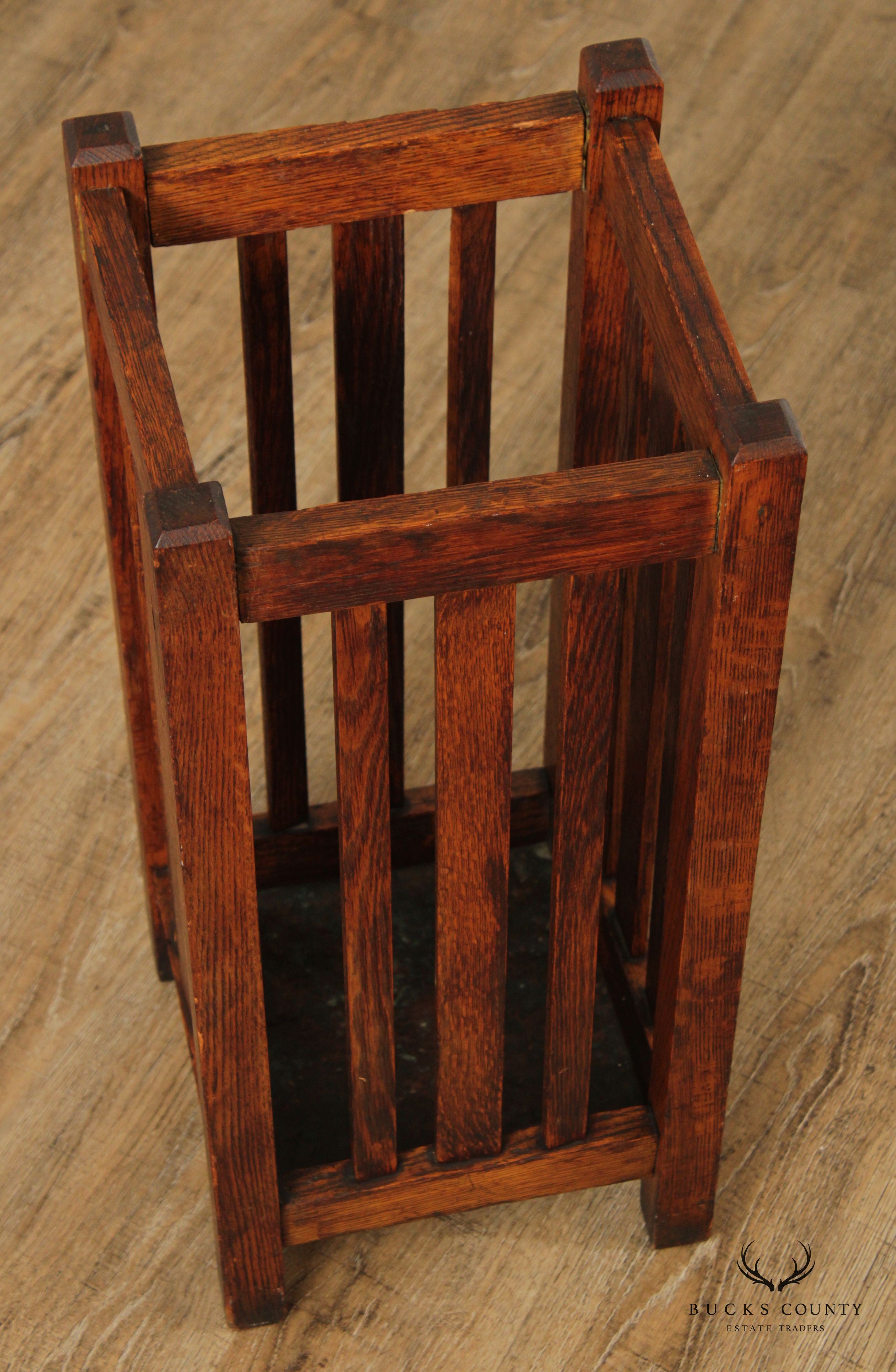 Antique Mission Style Oak Umbrella Stand