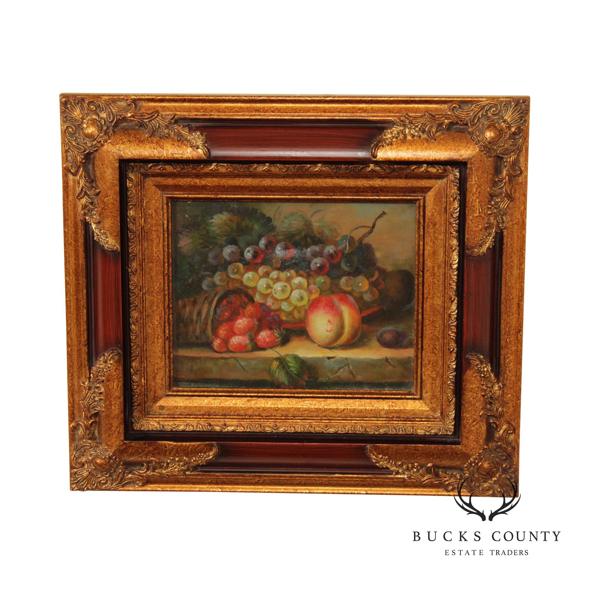 Vintage 20th C. Fruit Still Life Original Oil Painting, Signed