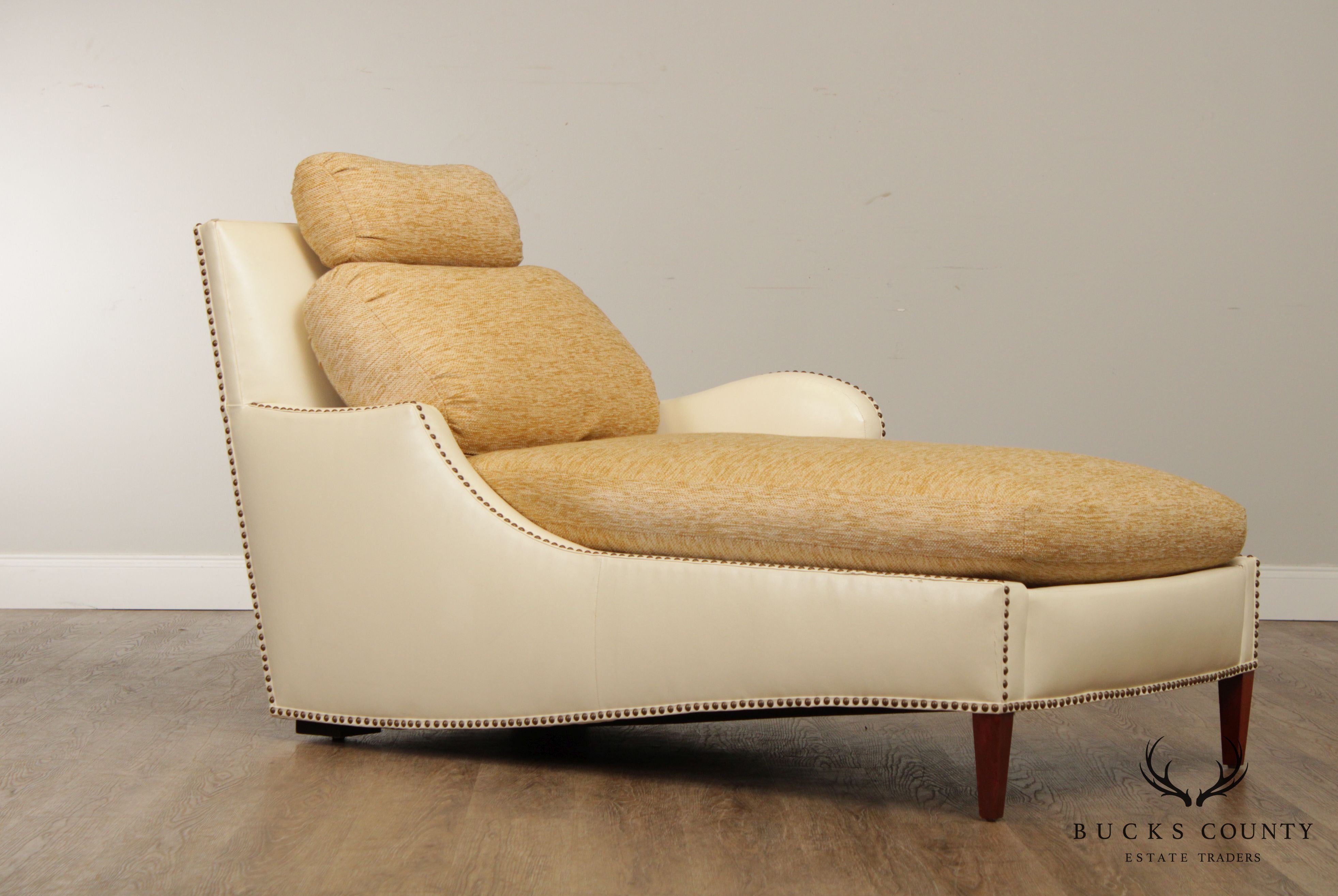 R Jones Dallas Custom Leather & Upholstered Chaise Lounge