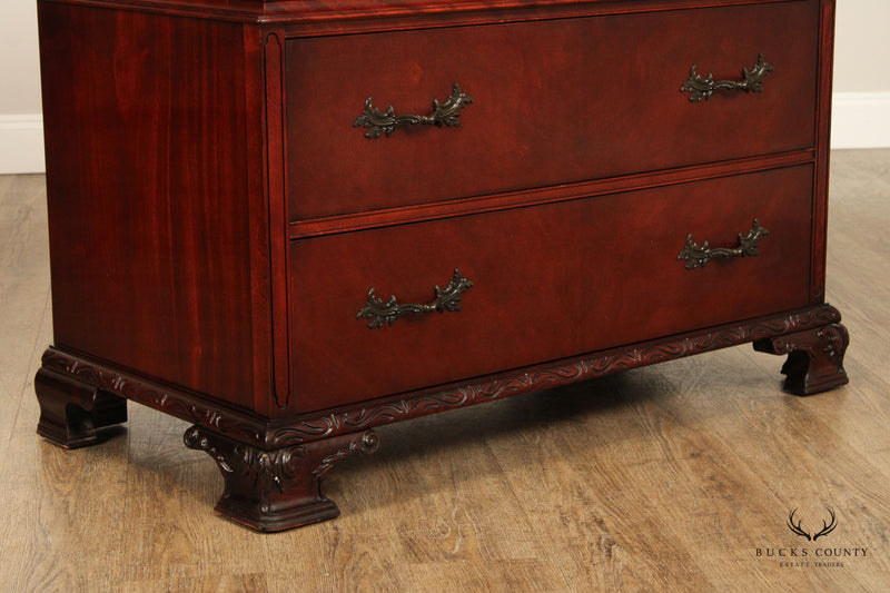 1940's Vintage Georgian Style Carved Mahogany Chest on Chest