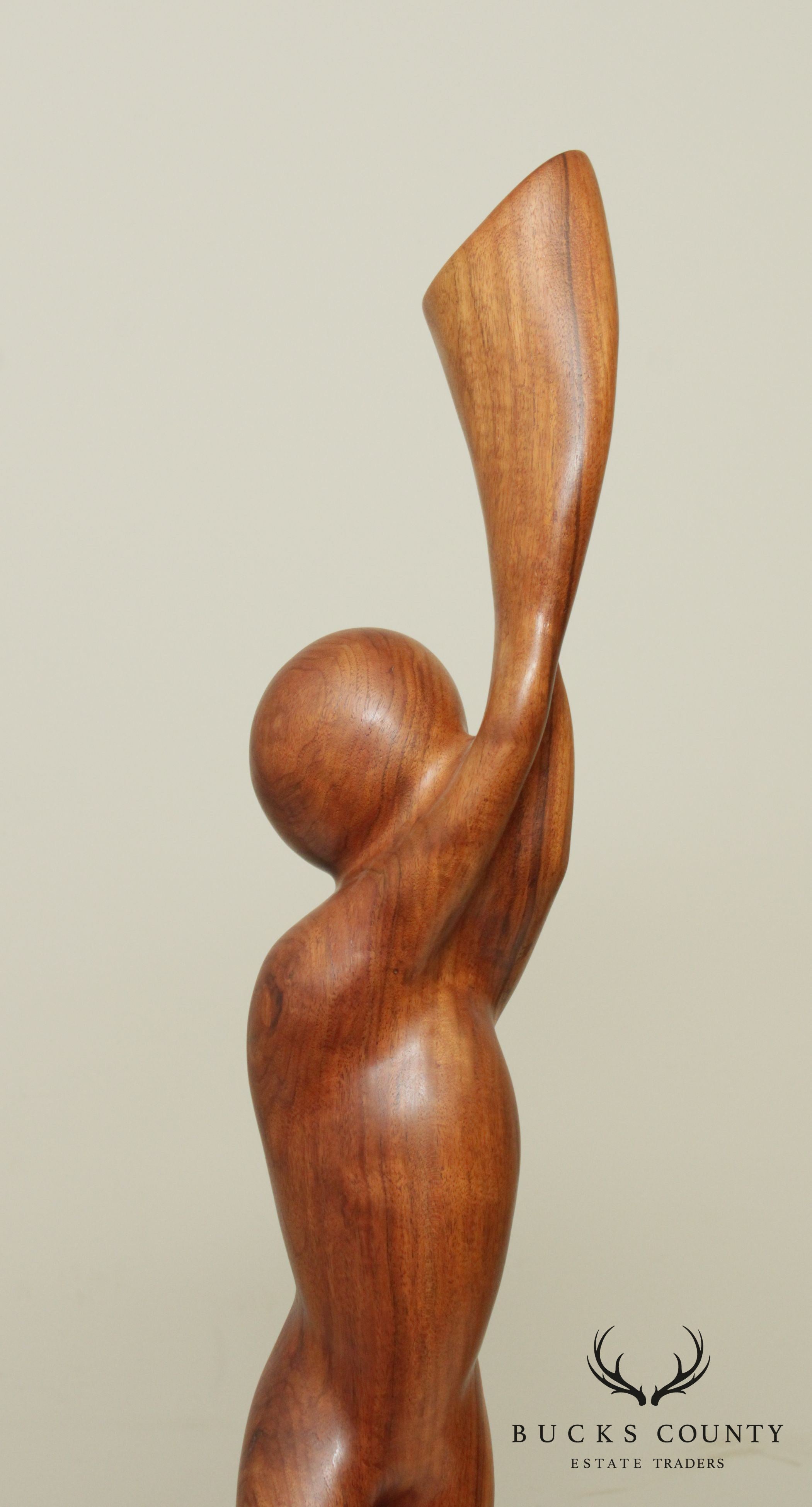 Modern Abstract Figural Carved Walnut Sculpture