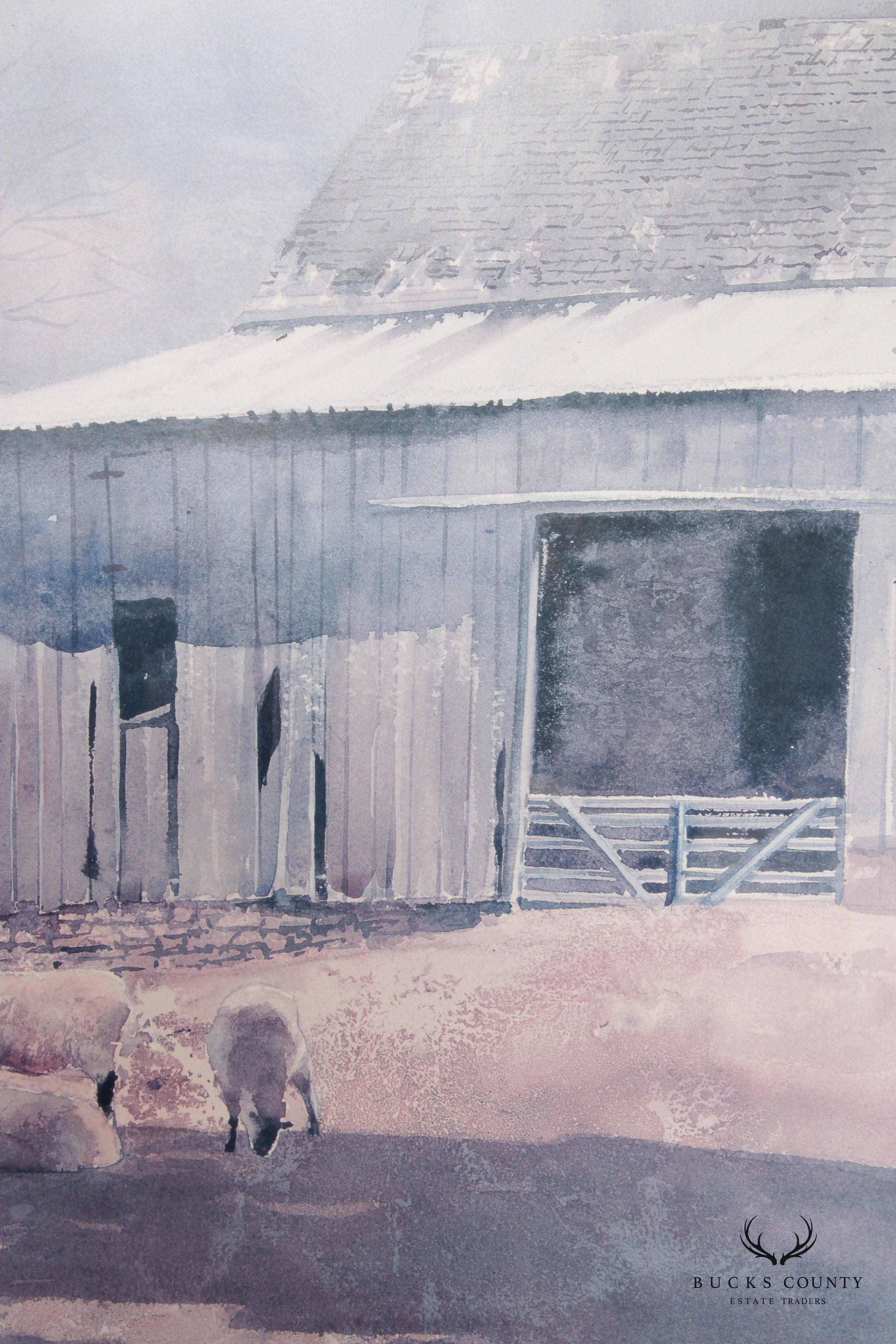 Ranulph Bye Country Sheep Barnyard Scene Watercolor Print "Lambing Time"