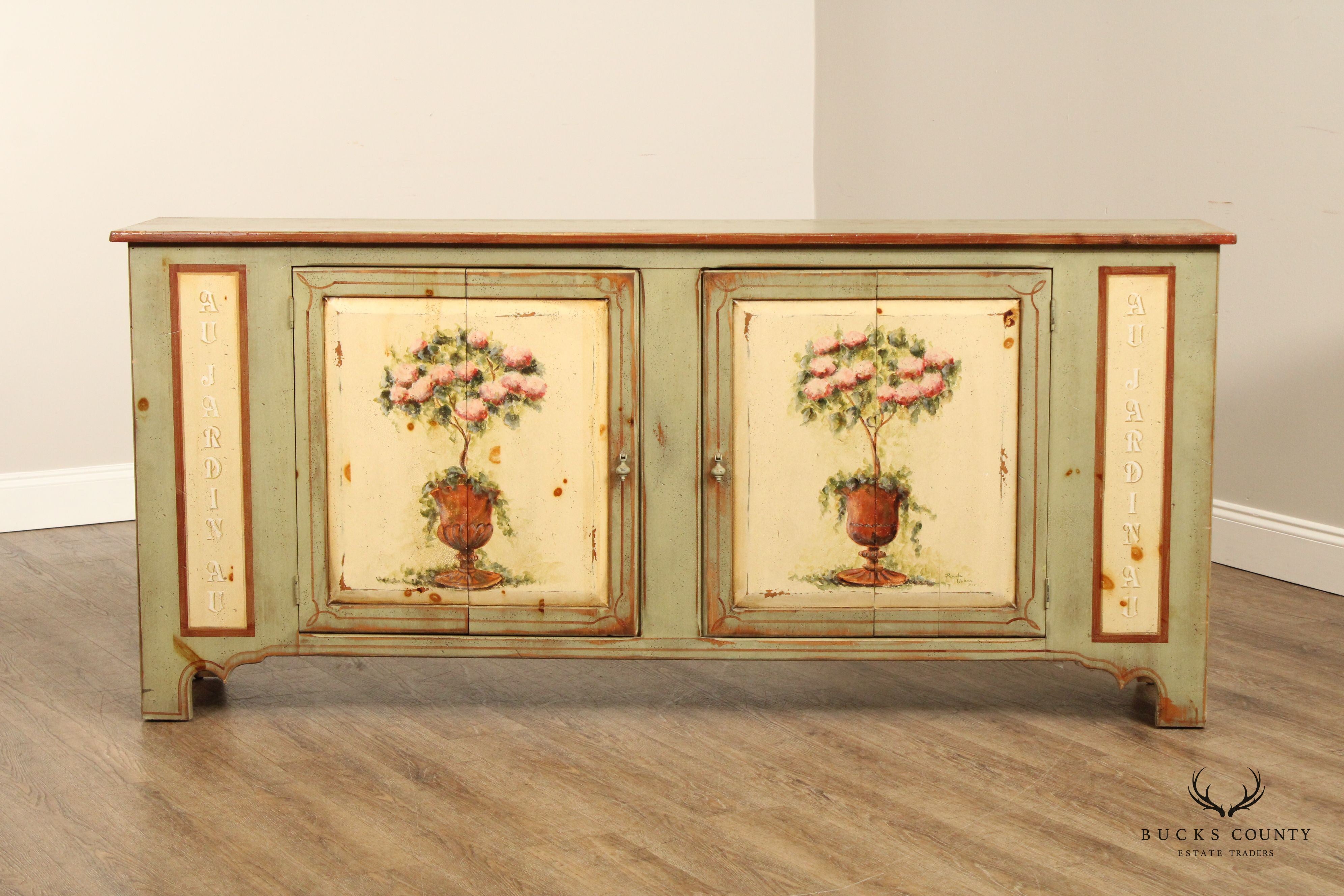 HABERSHAM PLANTATION COUNTRY FRENCH STYLE PAINT DECORATED BUFFET SIDEBOARD