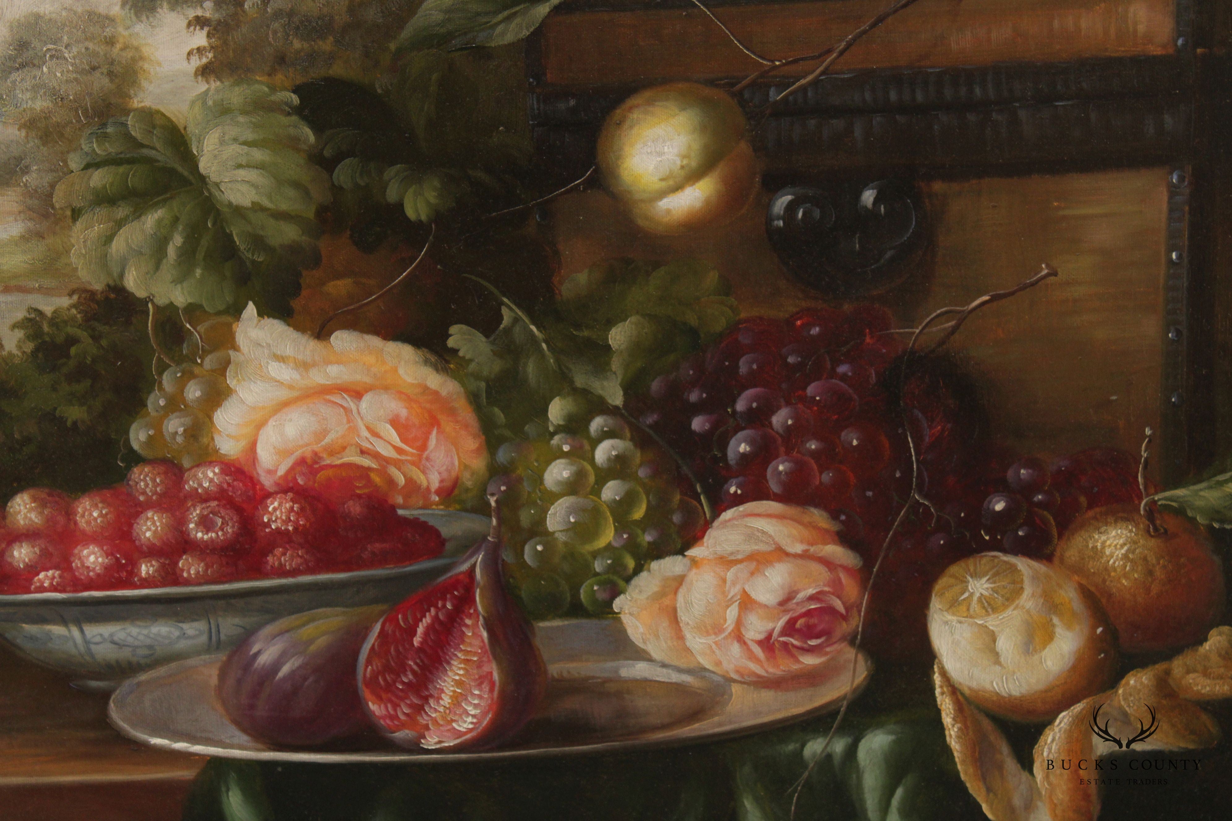 Fruit Still Life Original Oil Painting, Signed 'Schroter'