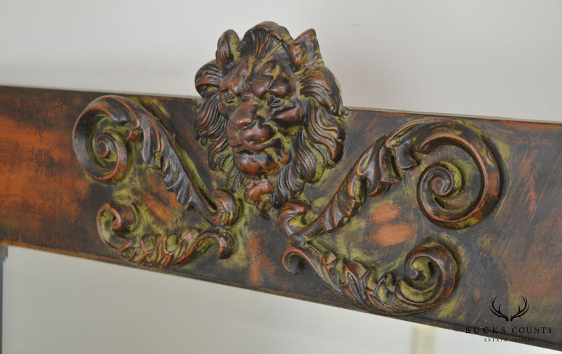 Renaissance Style Pair Iron Frame Mirrors with Lions Heads