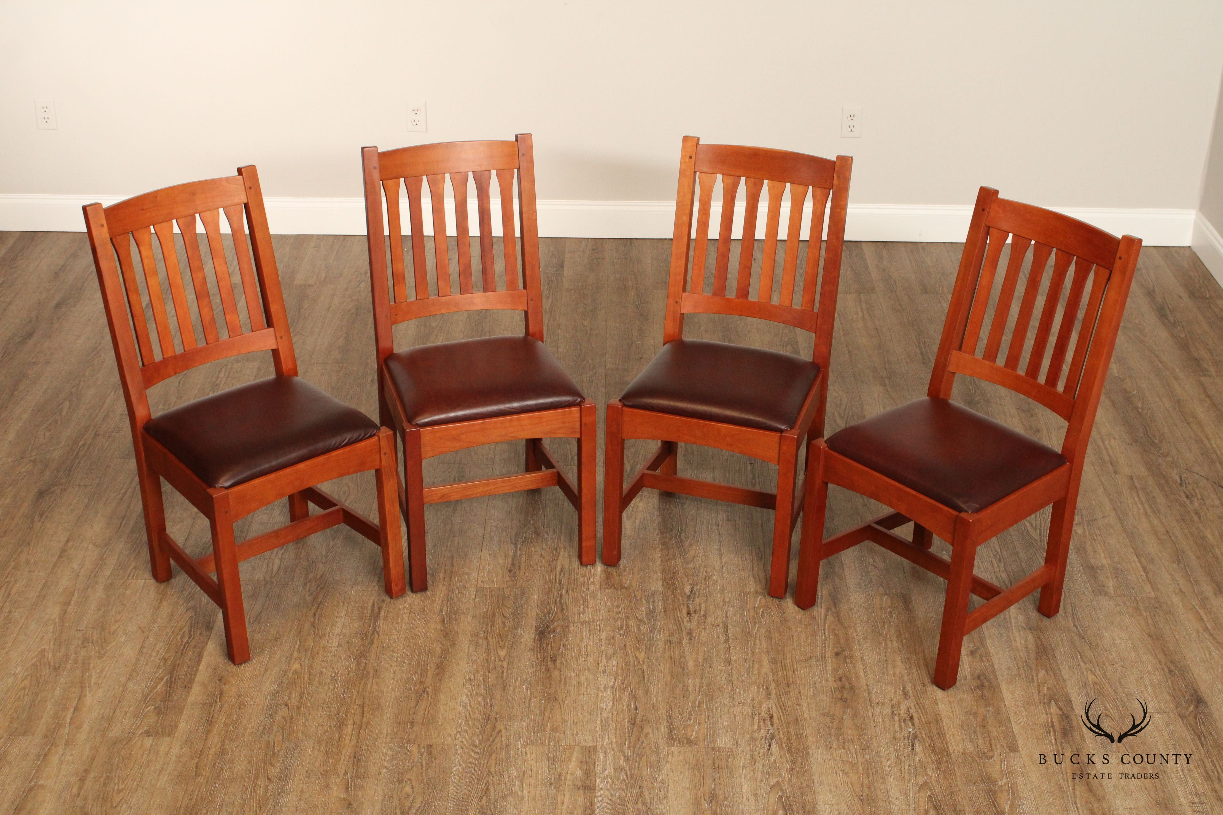 Stickley Mission Collection Set of Four Cherry Cottage Dining Chairs