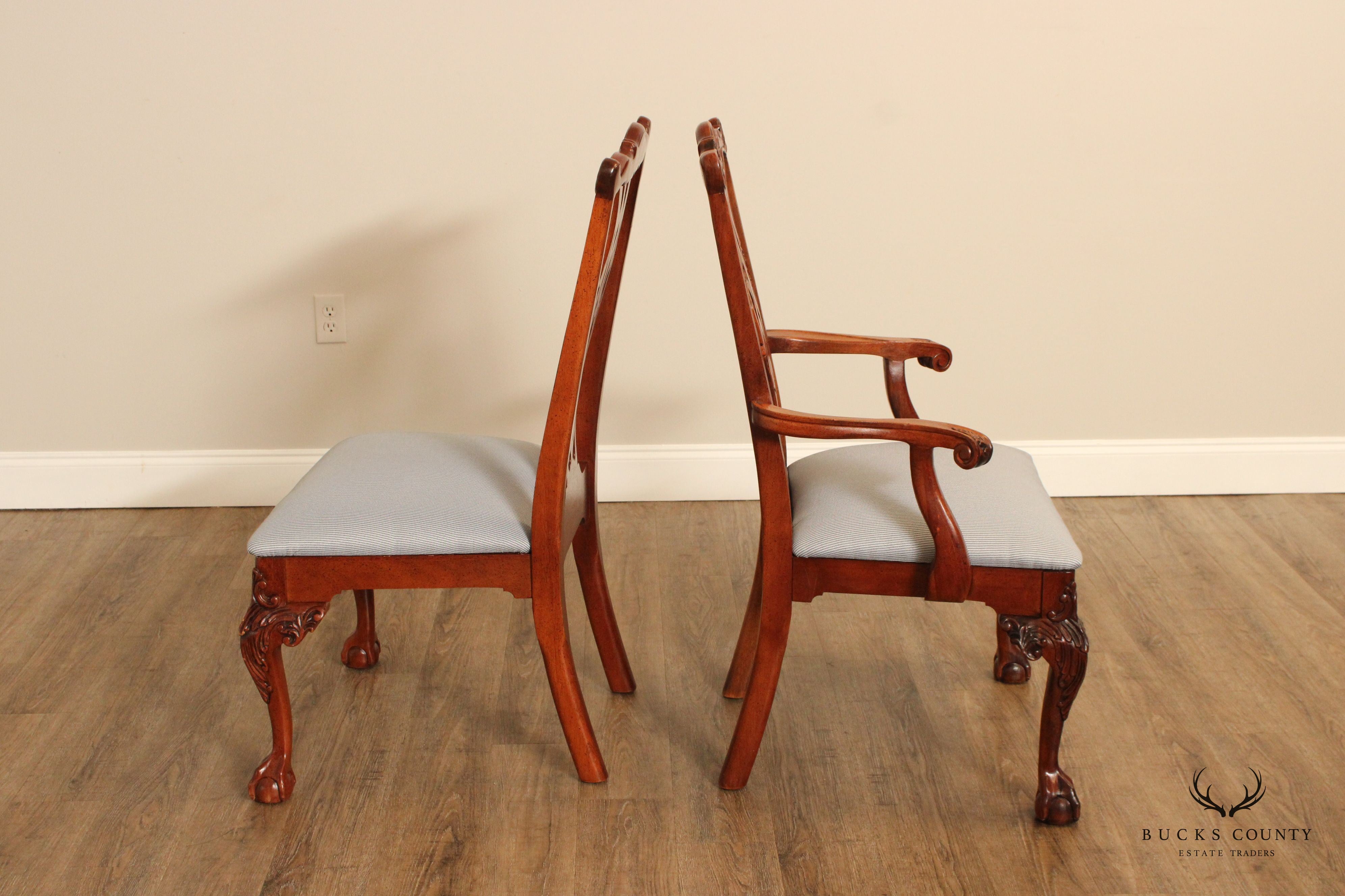 Stanley Chippendale Style Set of Eight Mahogany Ball and Claw Dining Chairs