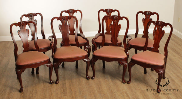 Maitland Smith Georgian Style Set 8 Solid Mahogany Dining Chairs