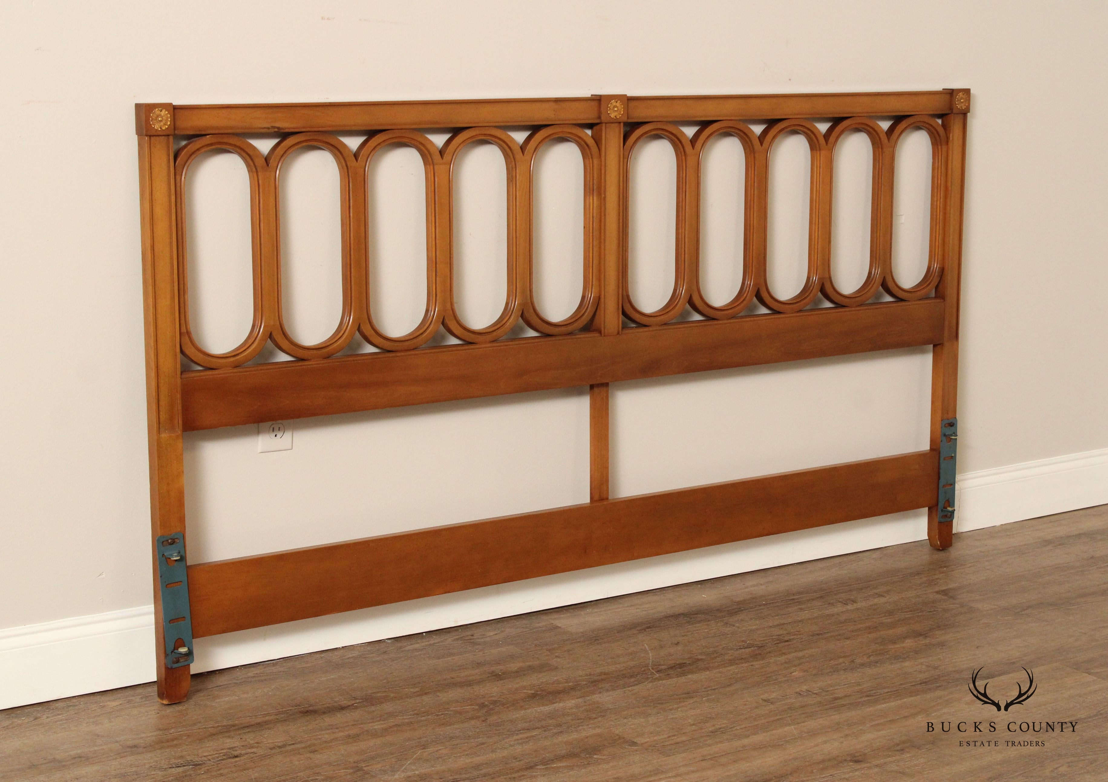 Regency Style Mid Century King Size Fruitwood Headboard