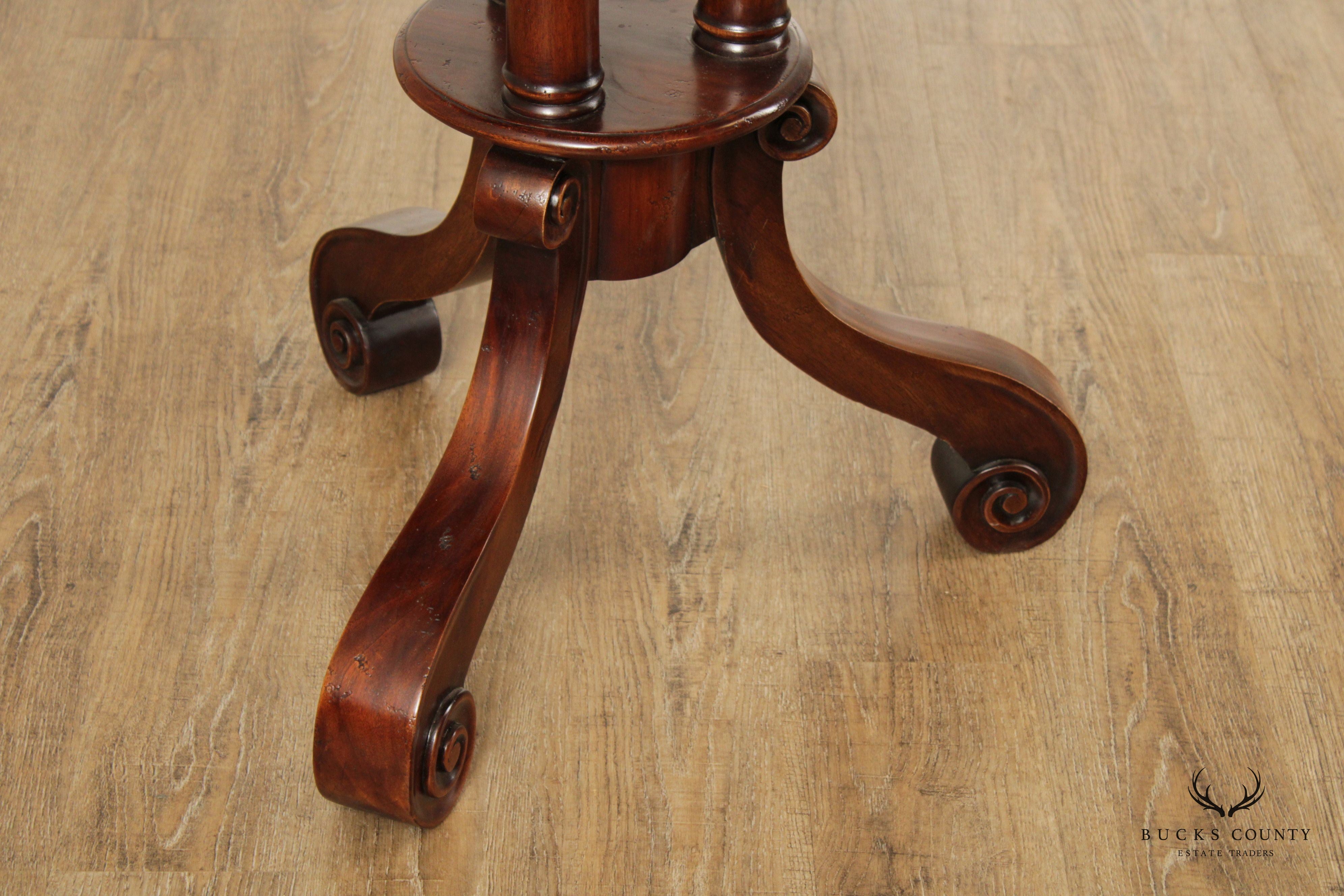 Georgian Style Mahogany Scalloped Edge Demilune Table