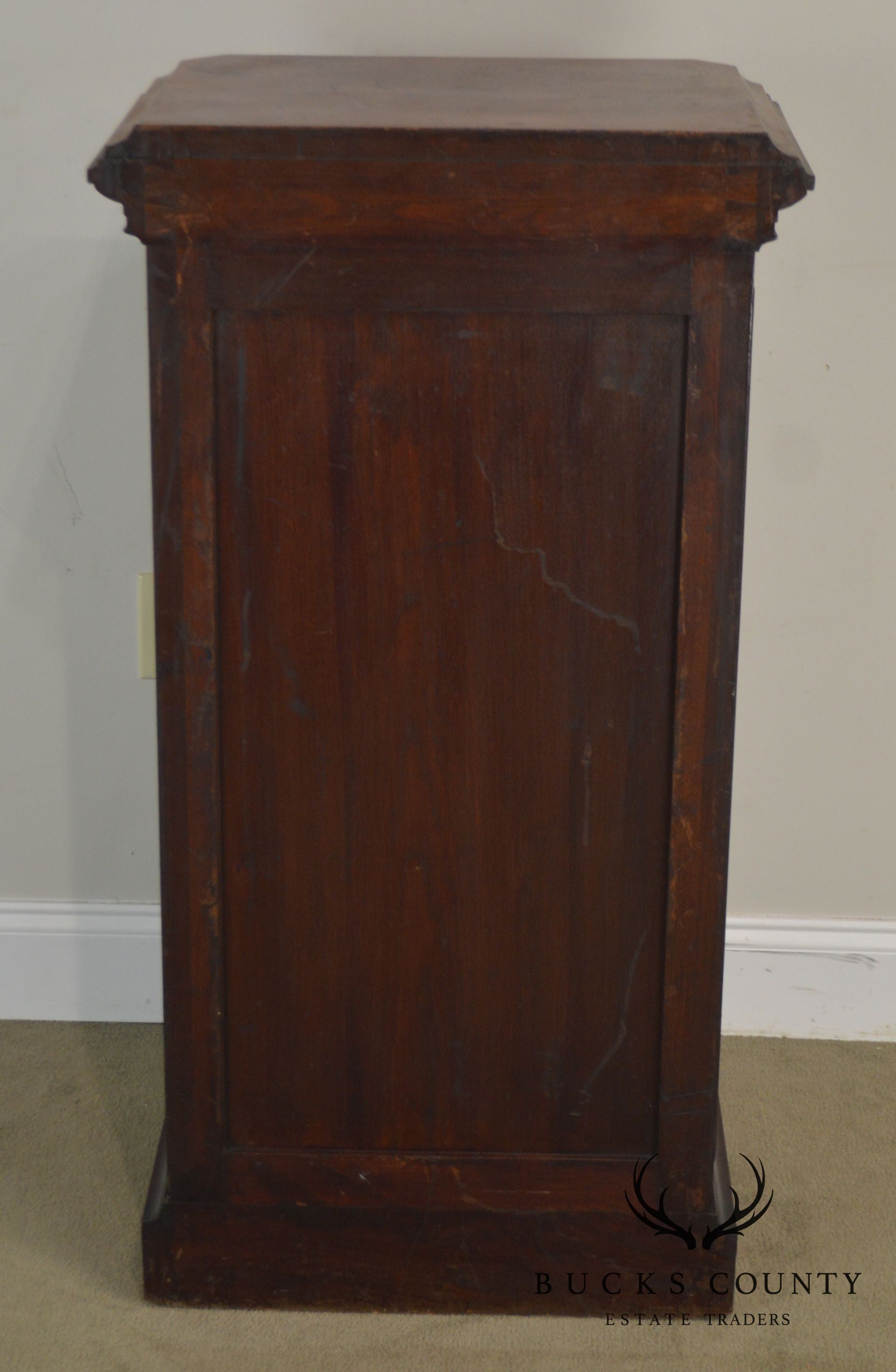 Antique 19th Century Walnut Renaissance Revival Music Cabinet with Bronze Figural Plaque