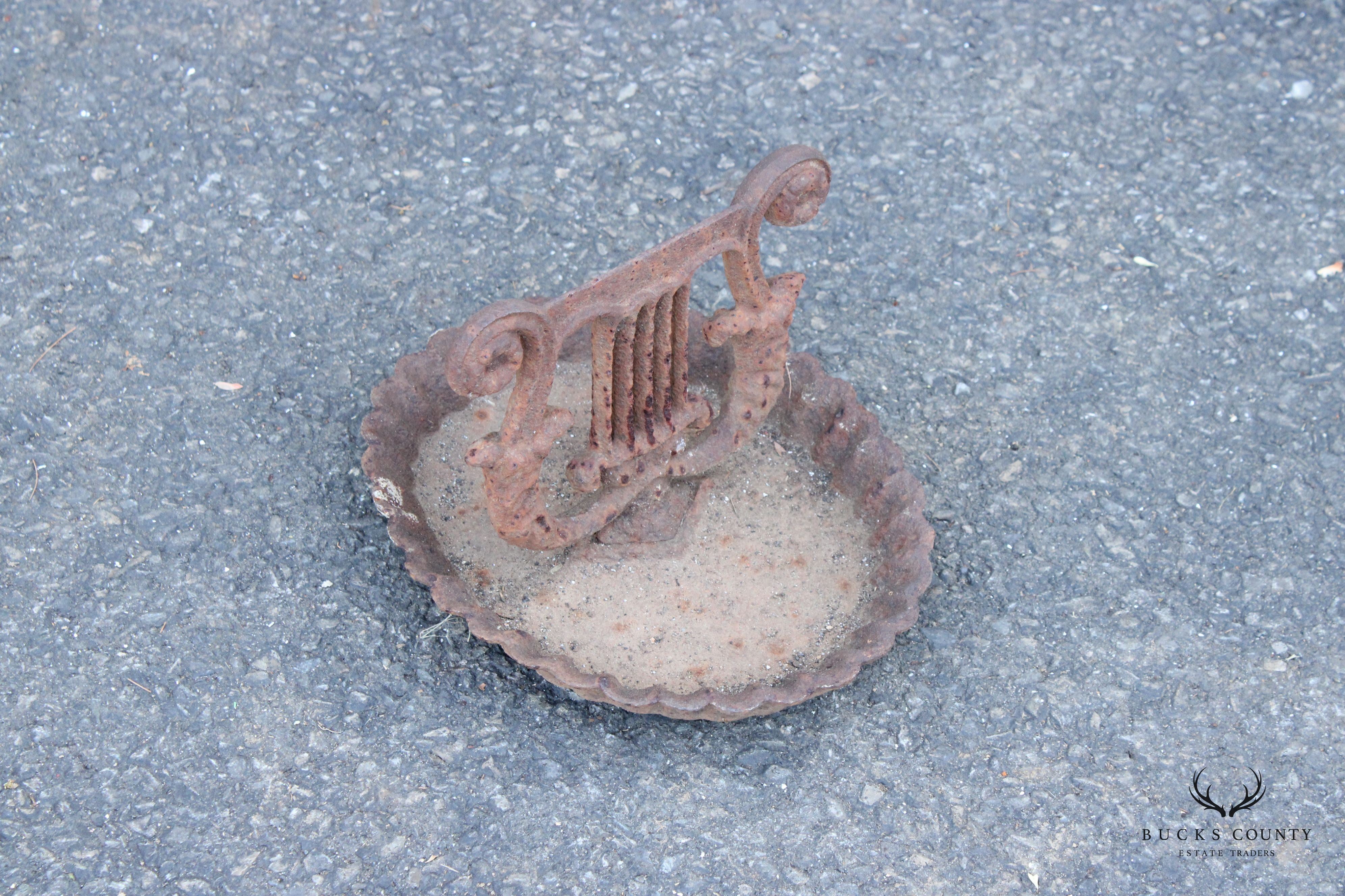 Antique Victorian Cast Iron Lyre Form Boot Scraper