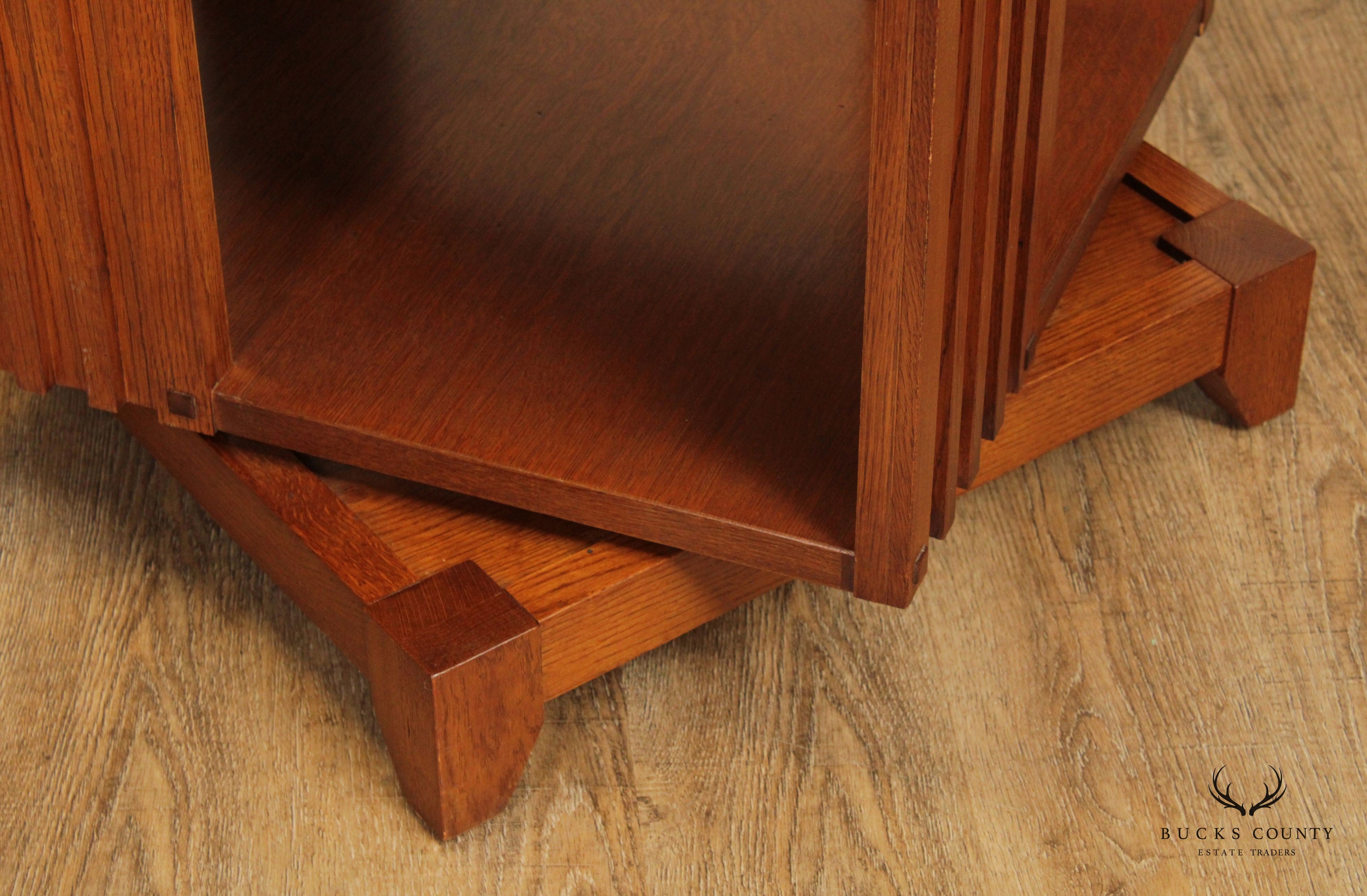 Mission Style Oak Revolving Three Tier Bookcase