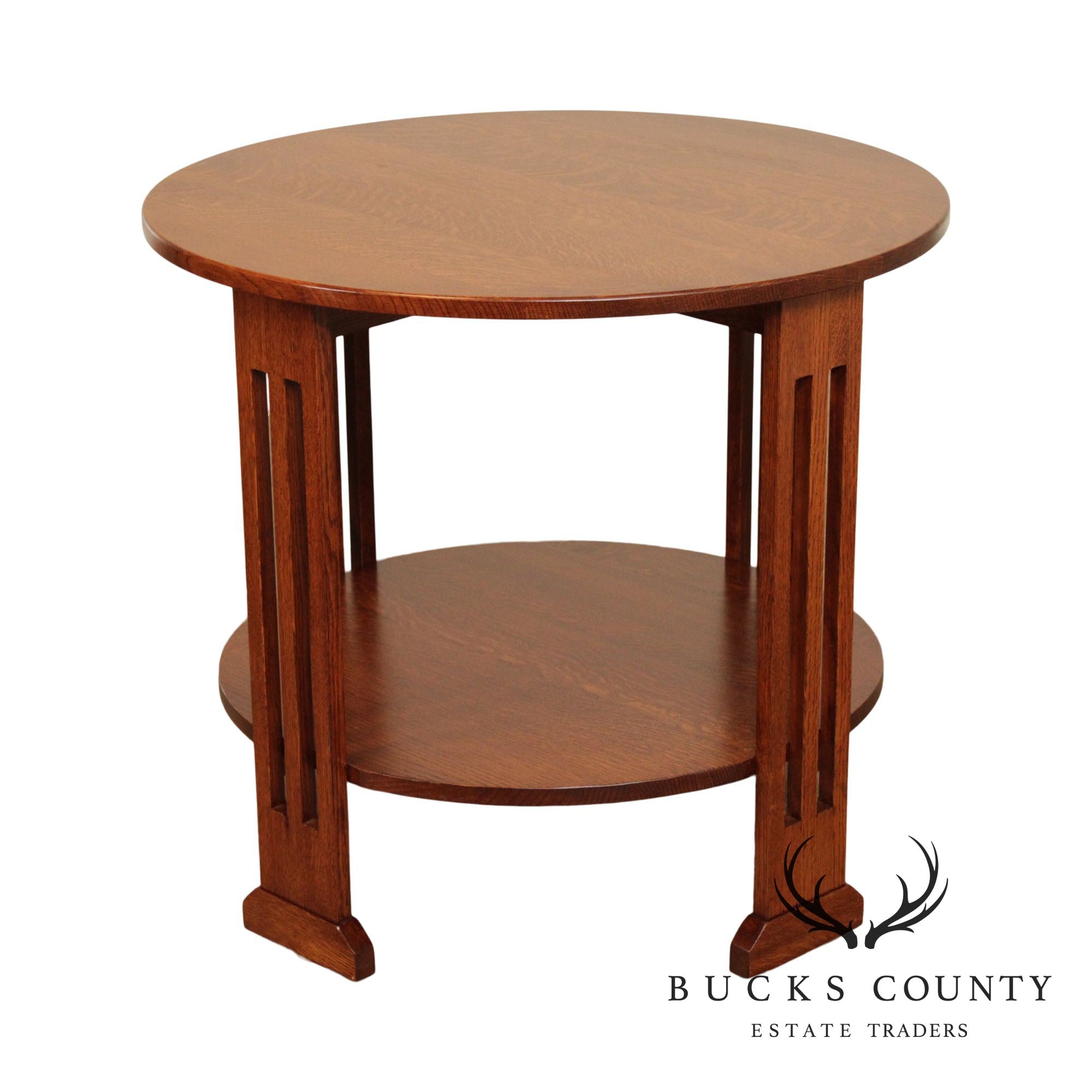 Custom Quality Mission Style Oak Round Side Table