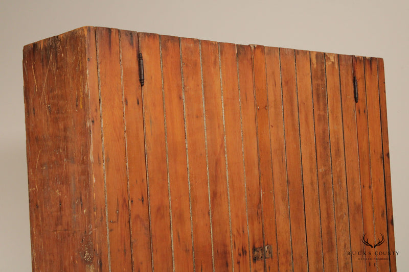 Antique Large Primitive Bead Board Two-Door Cabinet