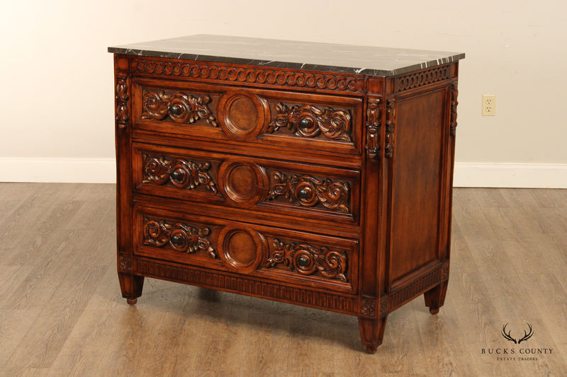 Italian Louis XVI Style Marble Top Chest of Drawers